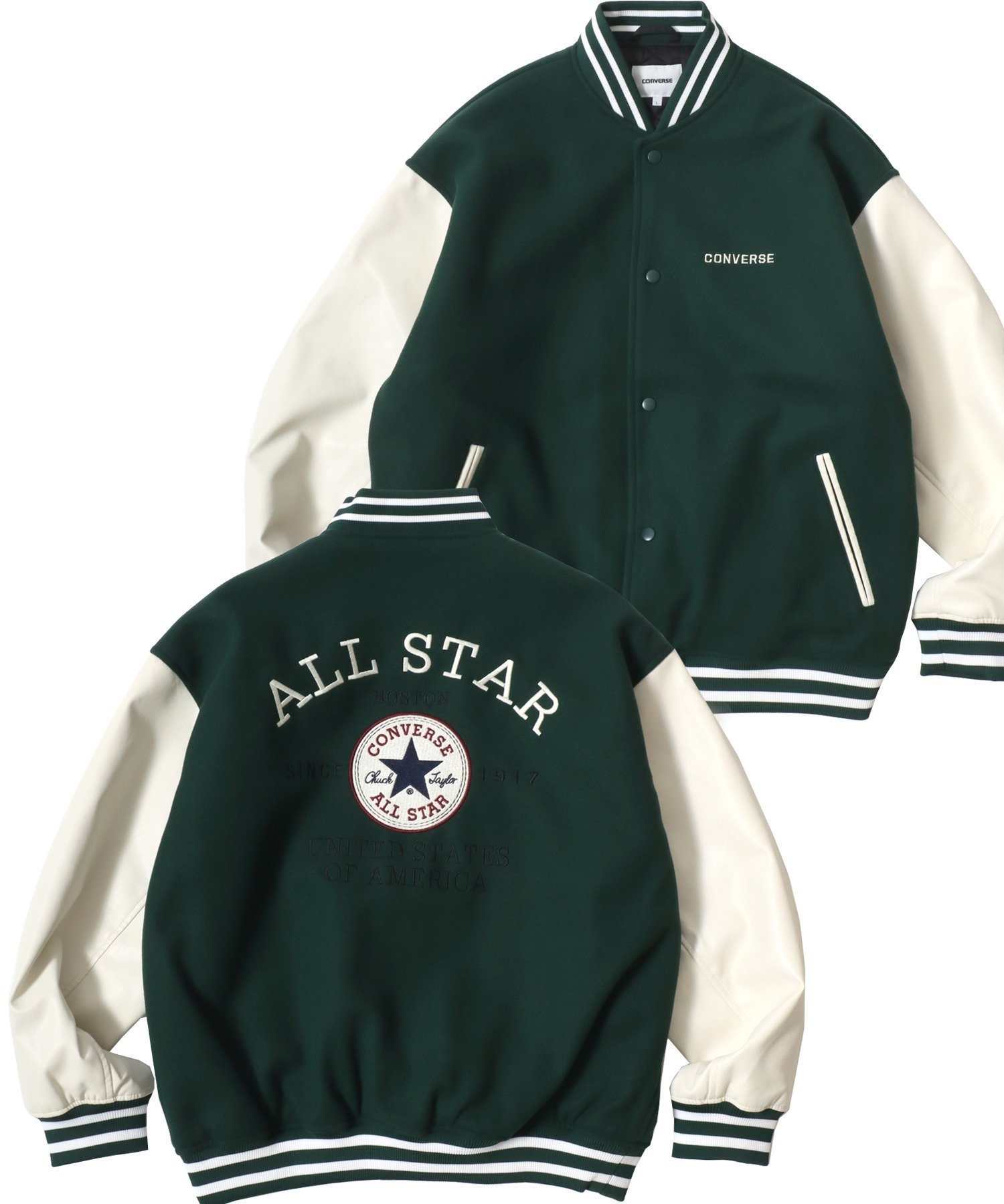 【ラザル/LAZAR】のCONVERSE コンバース スタジアムジャケット メンズ スタジャン オーバーサイズ フェイクメルトン デニム レディース ユニセックス 人気、トレンドファッション・服の通販 founy(ファニー) 　ファッション　Fashion　レディースファッション　Fashion for Women　アウター　Coat / Outerwear Collection　レディースジャケット・軽アウター　Jackets　カーゴパンツ　Cargo Pants, Utility Pants　キャップ　Cap, Baseball Cap　キャンバス　Canvas, Canvas Fabric　キルティング　Quilted, Quilting　クラシカル　Classical, Vintage-Inspired　クール　Cool, Chic　シューズ　Shoes, Footwear　ショート　Short, Short Length　ジャケット　Jacket, Outerwear　スウェット / スエット　Sweatshirt, Sweatwear　ストライプ　Stripe, Striped Pattern　スニーカー　Sneakers, Trainers　スポーツ　Sports, Activewear　スラックス　Slacks, Dress Pants　スリーブ　Sleeve, Long Sleeve / Short Sleeve　セットアップ　Set-Up, Coordinated Outfit　センター　Center, Center Line　セーター　Sweater, Knitwear　ダウン　Down, Puffer　デニム　Denim, Jeans Material　トレンド　Trend, Trending Now　定番　Standard, Basic Item　人気　Popular, Best Seller　バスケット　Basket, Basket Bag　パーカー　Hoodie, Parka　ビッグ　Big, Oversized　 other-1|ID: prp329100004872173 ipo3291000000036331984