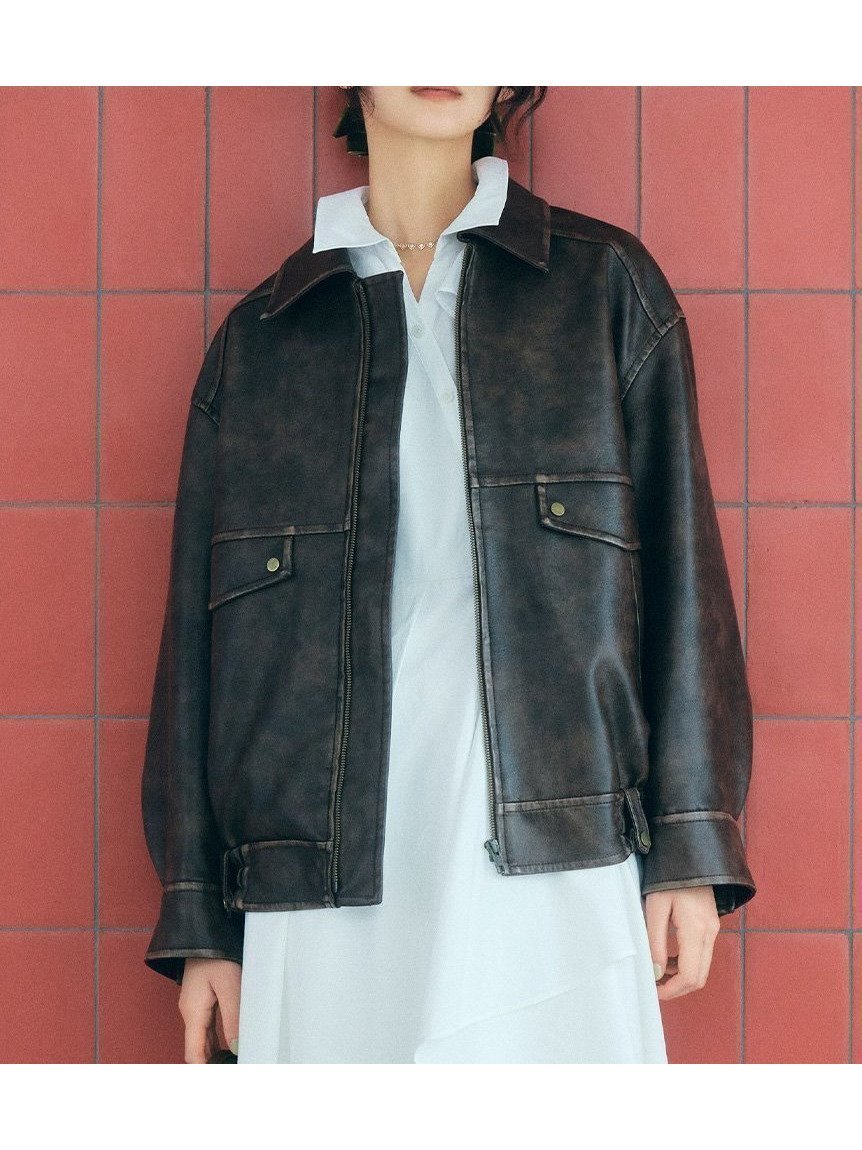 【リリーブラウン/Lily Brown】のヴィンテージフェイクレザーブルゾン インテリア・キッズ・メンズ・レディースファッション・服の通販 founy(ファニー) 　ファッション　Fashion　レディースファッション　Fashion for Women　アウター　Coat / Outerwear Collection　ブルゾンジャケット・スポーティアウター　Blouson Jackets　スマート　Smart, Elegant　フラップ　Flap, Flap Pocket　ブルゾン　Blouson, Bomber Jacket　ポケット　Pocket, Pocket Detail　リアル　Real, Realistic　ヴィンテージ　Vintage Style　今季　This Season, Current Season　BRW[058]|ID: prp329100004872176 ipo3291000000036332144