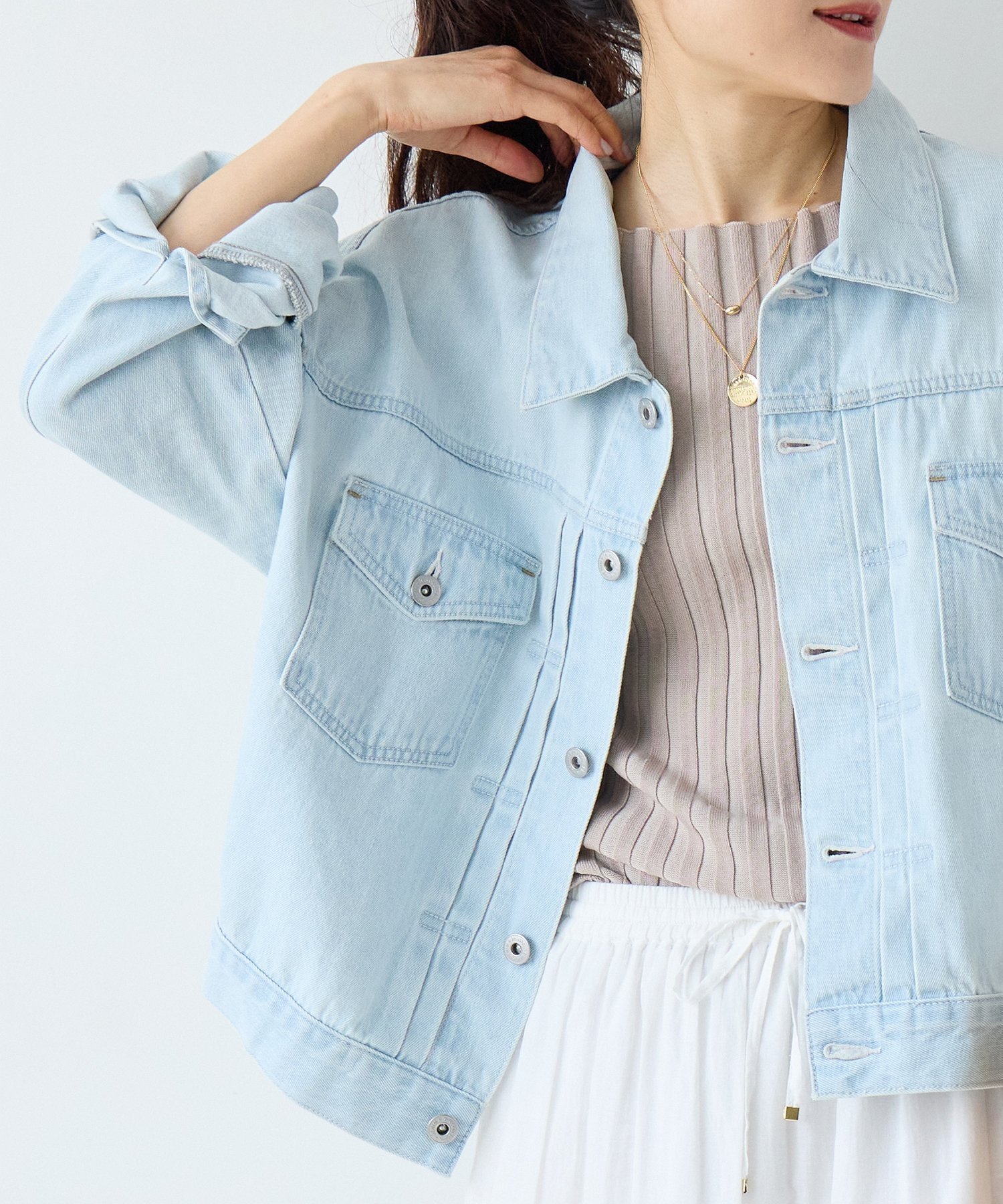 【ルクールブラン/le.coeur blanc】のソフトデニムジャケット インテリア・キッズ・メンズ・レディースファッション・服の通販 founy(ファニー) 　ファッション　Fashion　レディースファッション　Fashion for Women　アウター　Coat / Outerwear Collection　レディースジャケット・軽アウター　Jackets　デニムジャケット / カジュアルアウター　Denim Jackets　シンプル　Simple, Minimal　デニム　Denim, Jeans Material　L/ブルー|ID: prp329100004872180 ipo3291000000036332359