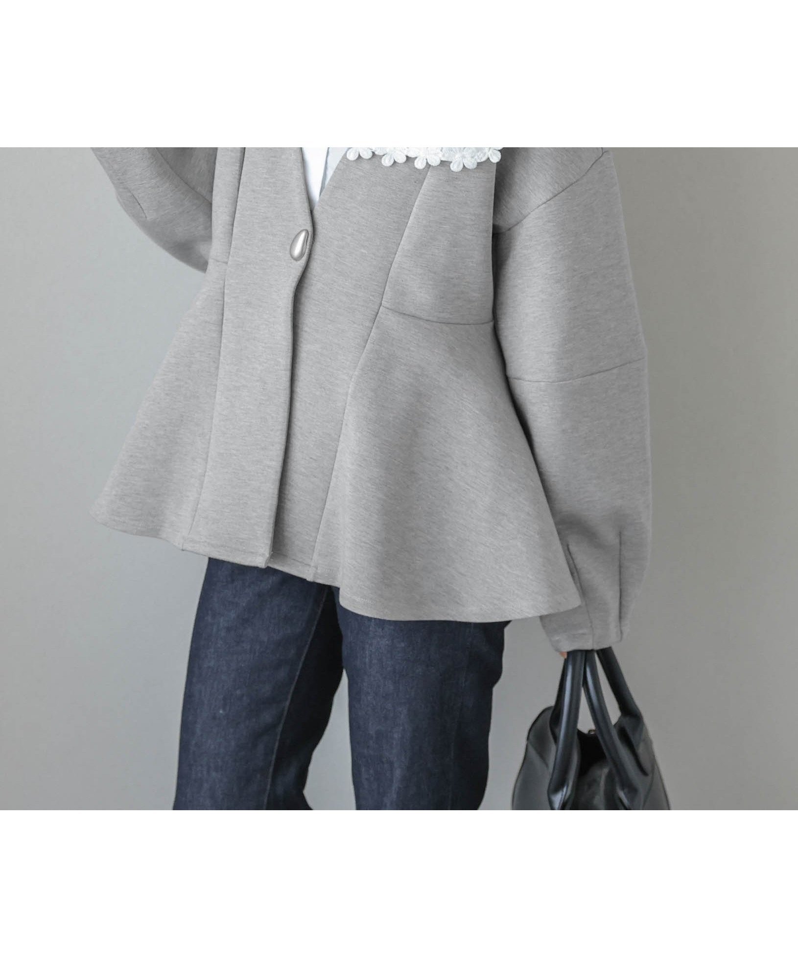 【ラジュール/Lajour】のノーカラーペプラムジャケット インテリア・キッズ・メンズ・レディースファッション・服の通販 founy(ファニー) ファッション Fashion レディースファッション Fashion for Women アウター Coat / Outerwear Collection レディースジャケット・軽アウター Jackets 2025年 2025 2025-2026秋冬・A/W Autumn/Winter 2025–26 AW25–26 ジャケット Jacket, Outerwear フォルム Silhouette, Form ペプラム Peplum, Flared Hem エレガント 上品 Elegant ビジネス 仕事 通勤 Business / Work / Commuting グレー|ID: prp329100004872198 ipo3291000000036332925