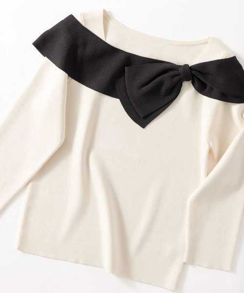 【ストロベリーフィールズ/STRAWBERRY FIELDS】のリボンデティールニット インテリア・キッズ・メンズ・レディースファッション・服の通販 founy(ファニー) 　ファッション　Fashion　レディースファッション　Fashion for Women　トップス・カットソー　Cut & Sew Tops　ニット　Knit Tops & Sweaters　ピンクベージュ|ID: prp329100004872207 ipo3291000000036333307