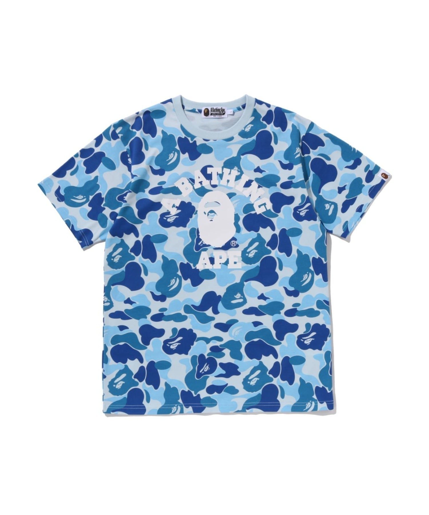 【ア ベイシング エイプ/A BATHING APE】のABC CAMO COLLEGE TEE インテリア・キッズ・メンズ・レディースファッション・服の通販 founy(ファニー) ファッション Fashion レディースファッション Fashion for Women インナー Innerwear コレクション Collection, Seasonal Line ショート Short, Short Length スリーブ Sleeve, Long Sleeve / Short Sleeve パターン Pattern, Design Print フロント Front, Front Design プリント Print, Printed Pattern ラバー Rubber, Rubber Sole 人気 Popular, Best Seller BLUE|ID: prp329100004872215 ipo3291000000036333535