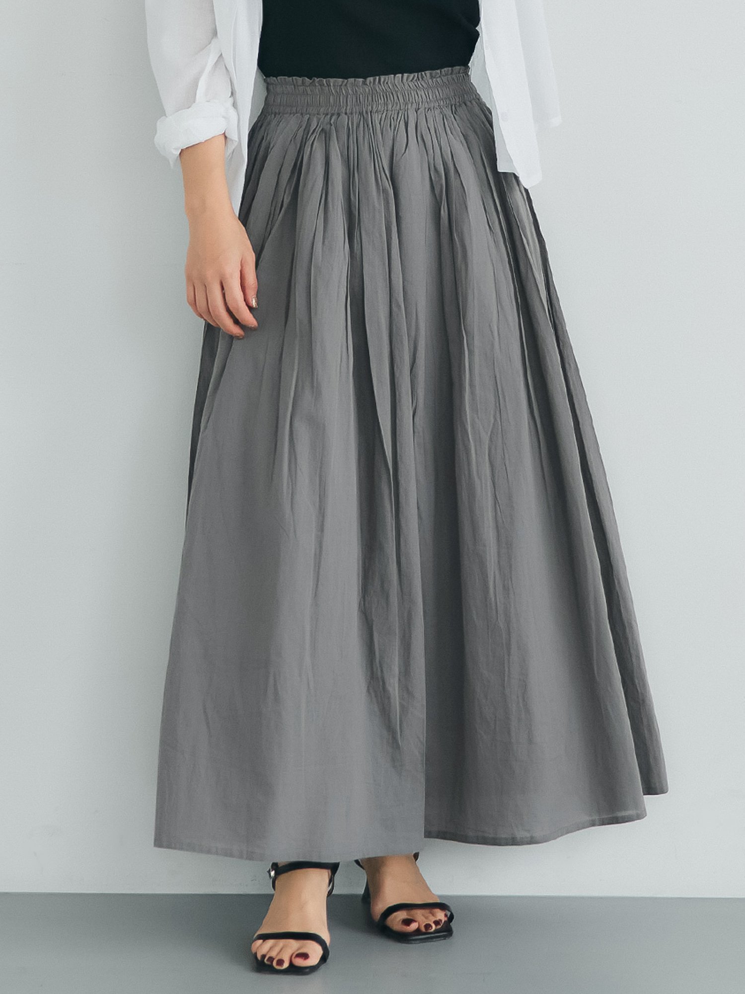 【コカ/COCA】のコットンボイルフレアスカート インテリア・キッズ・メンズ・レディースファッション・服の通販 founy(ファニー) ファッション Fashion レディースファッション Fashion for Women スカート Skirts Aライン・フレアスカート A-Line & Flared Skirts Charcoal|ID: prp329100004872227 ipo3291000000036333730