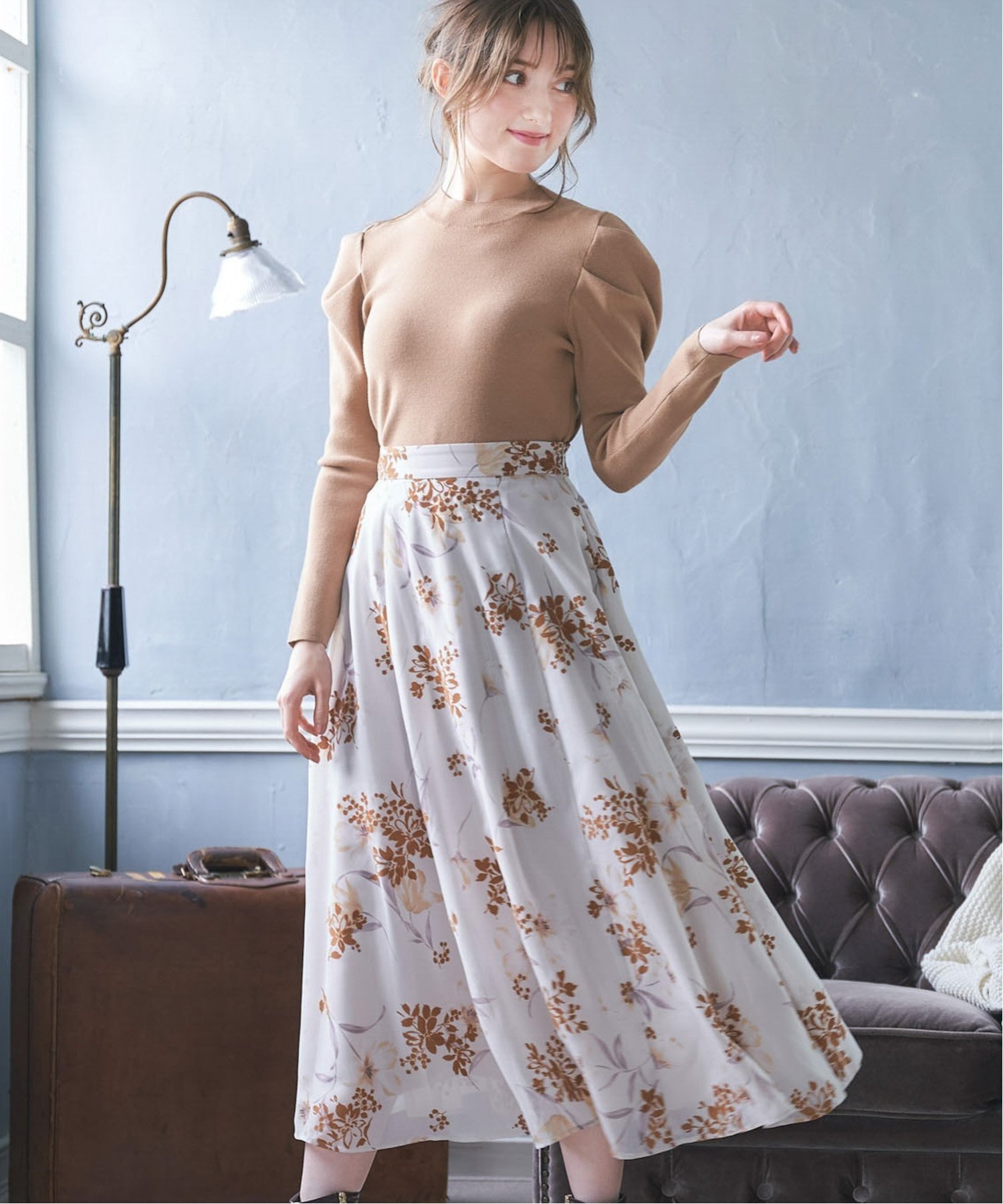 【ノエラ/Noela】のフロッキーフラワースカート インテリア・キッズ・メンズ・レディースファッション・服の通販 founy(ファニー) ファッション Fashion レディースファッション Fashion for Women スカート Skirts ウォーム Warm Fabric プリント Print, Printed Pattern イエロー|ID: prp329100004872229 ipo3291000000036333804