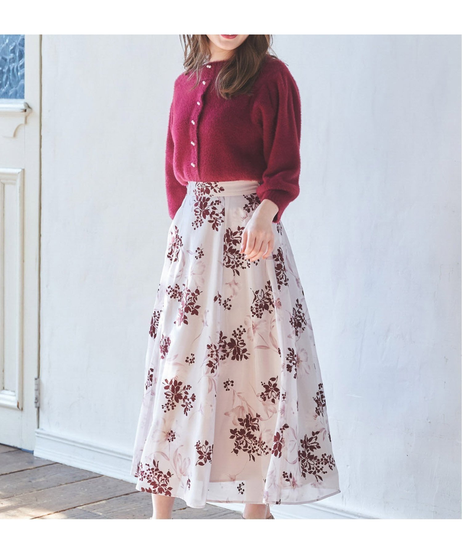 【ノエラ/Noela】のフロッキーフラワースカート インテリア・キッズ・メンズ・レディースファッション・服の通販 founy(ファニー) ファッション Fashion レディースファッション Fashion for Women スカート Skirts ウォーム Warm Fabric プリント Print, Printed Pattern ピンク|ID: prp329100004872229 ipo3291000000036333806