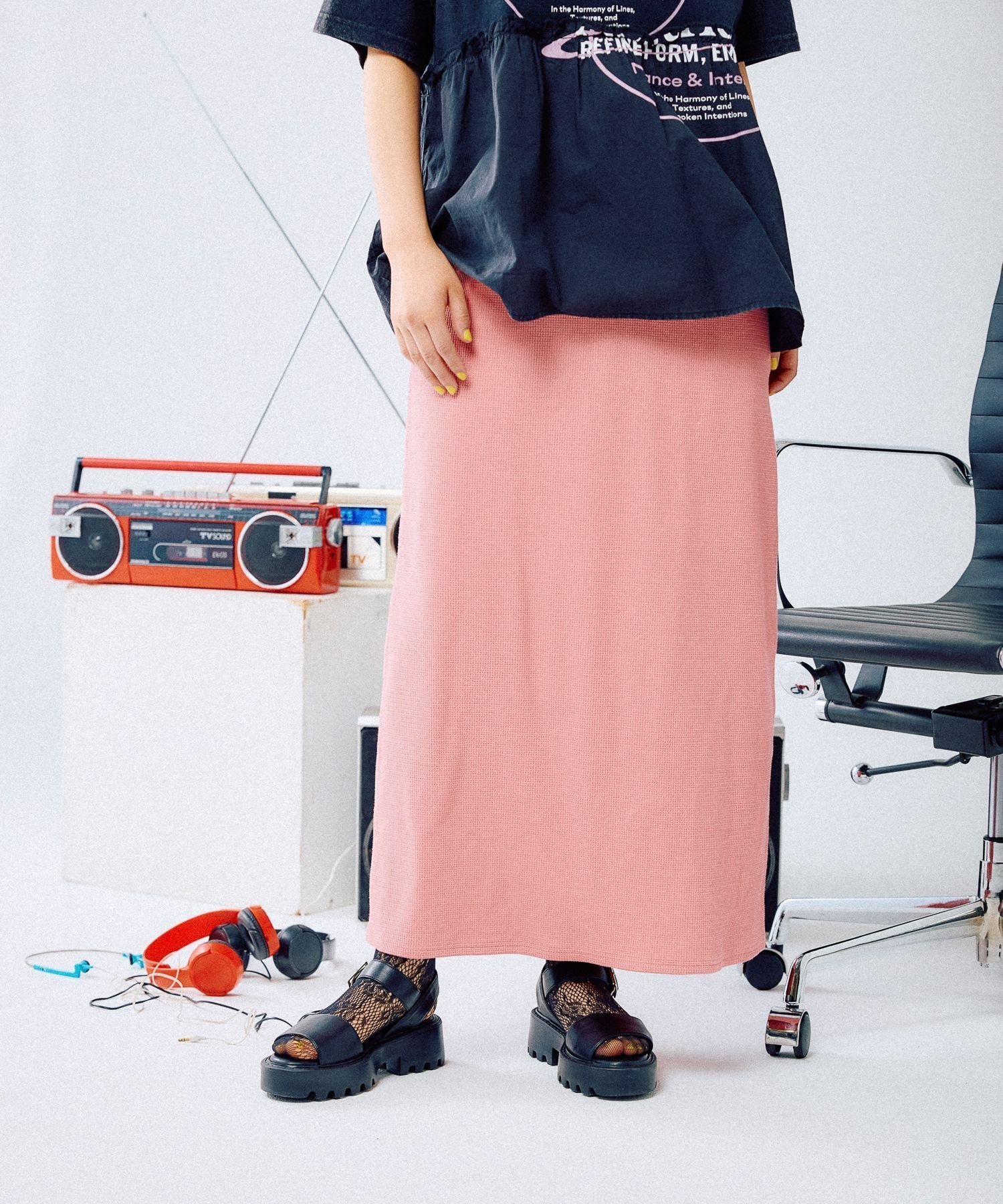 【レプシィム ローリーズファーム/LEPSIM LOWRYS FARM】のワッフルナロースカート インテリア・キッズ・メンズ・レディースファッション・服の通販 founy(ファニー) 　ファッション　Fashion　レディースファッション　Fashion for Women　スカート　Skirts　おすすめ　Recommended / Our Picks　デニム　Denim, Jeans Material　ワッフル　Waffle, Waffle Knit　人気　Popular, Best Seller　夏　Summer　春　Spring　S/S・春夏　SS, Spring/Summer, Warm Season　ピンク23|ID: prp329100004872230 ipo3291000000036333834