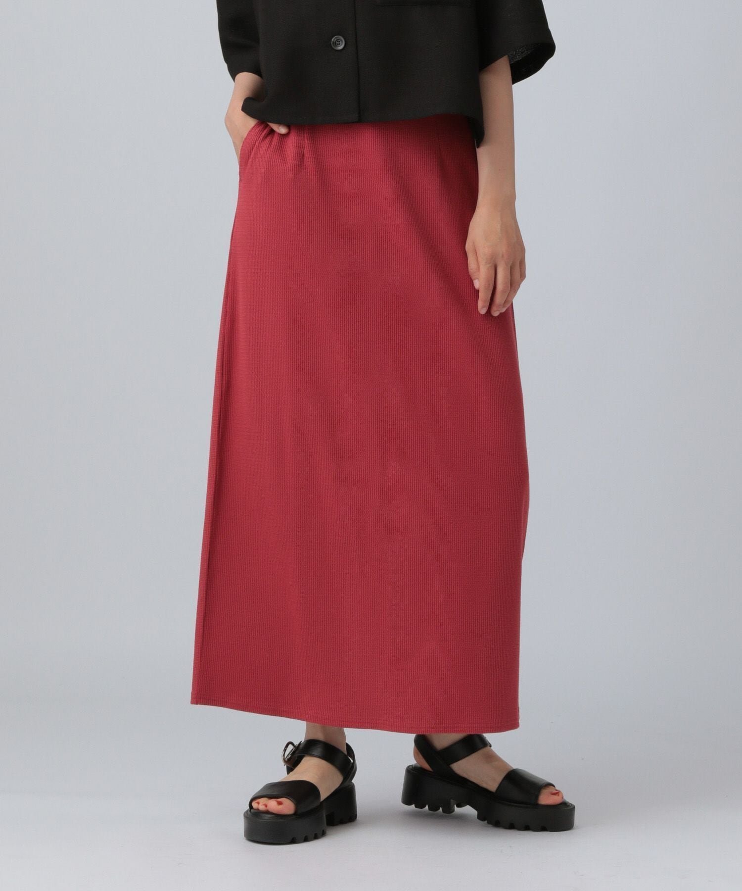 【レプシィム ローリーズファーム/LEPSIM LOWRYS FARM】のワッフルナロースカート インテリア・キッズ・メンズ・レディースファッション・服の通販 founy(ファニー) 　ファッション　Fashion　レディースファッション　Fashion for Women　スカート　Skirts　おすすめ　Recommended / Our Picks　デニム　Denim, Jeans Material　ワッフル　Waffle, Waffle Knit　人気　Popular, Best Seller　夏　Summer　春　Spring　S/S・春夏　SS, Spring/Summer, Warm Season　レッド35|ID: prp329100004872230 ipo3291000000036333836