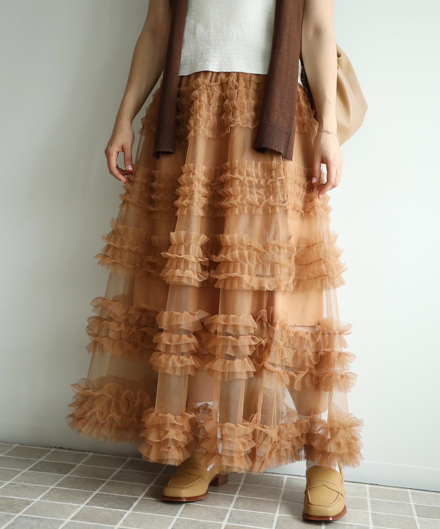 【アイモハ/aimoha】のaimoha -select-/フリルティアードチュールスカート インテリア・キッズ・メンズ・レディースファッション・服の通販 founy(ファニー) ファッション Fashion レディースファッション Fashion for Women スカート Skirts エアリー Airy Texture エレガント 上品 Elegant シンプル Simple, Minimal チュール Tulip, Tulip Motif フェミニン Feminine, Girly フリル Frill, Ruffle ベージュ|ID: prp329100004872233 ipo3291000000036333893