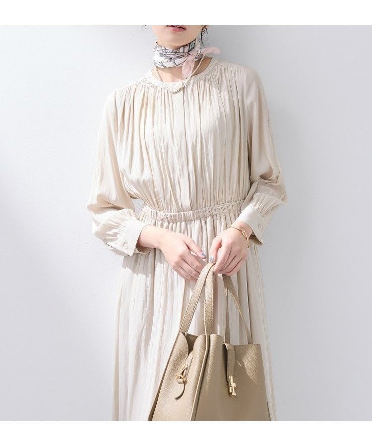 【インディヴィ/INDIVI】の【洗える/セレモニー】ギャザーフレアワンピース インテリア・キッズ・メンズ・レディースファッション・服の通販 founy(ファニー) 　ファッション　Fashion　レディースファッション　Fashion for Women　ワンピース　Dresses　おすすめ　Recommended / Our Picks　ギャザー　Gathered, Ruffled　サテン　Satin, Glossy Fabric　ジャケット　Jacket, Outerwear　スマート　Smart, Elegant　セレモニー　Ceremony　ドレープ　Drape, Draping Fabric　フォーマル　Formal, Dressy　ポケット　Pocket, Pocket Detail　エレガント 上品　Elegant　洗える　Machine Washable　グレージュ|ID: prp329100004872239 ipo3291000000036333978