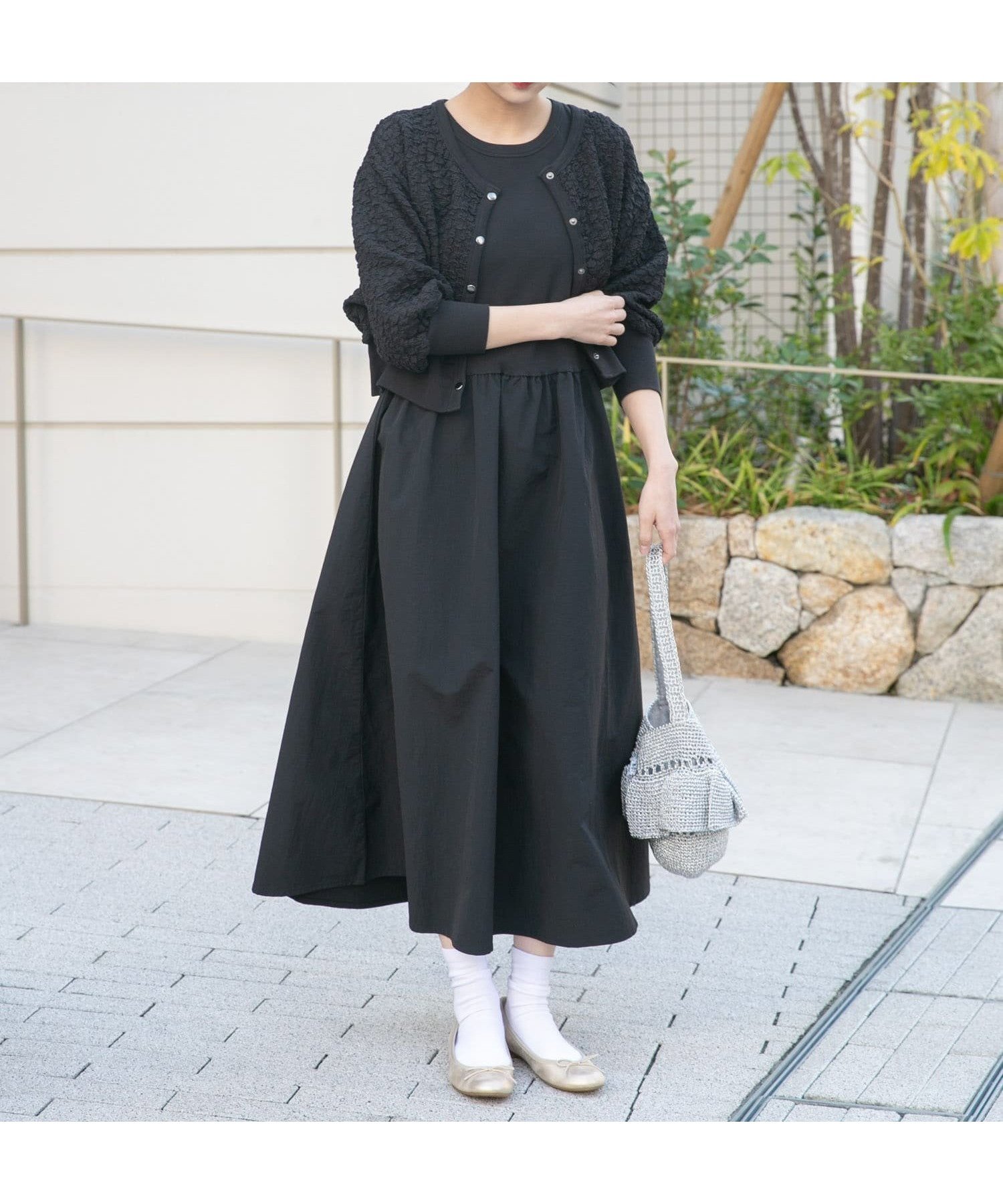 【アイテムズアーバンリサーチ/ITEMS URBAN RESEARCH】のフクレジャガードセットワンピ インテリア・キッズ・メンズ・レディースファッション・服の通販 founy(ファニー) 　ファッション　Fashion　レディースファッション　Fashion for Women　ワンピース　Dresses　2026年　2026　カーディガン　Cardigan, Knitwear　ショート　Short, Short Length　シンプル　Simple, Minimal　バランス　Balance, Style Balance　ロング　Long, Long-Length　夏　Summer　S/S・春夏　SS, Spring/Summer, Warm Season　ブラック|ID: prp329100004872244 ipo3291000000036334088