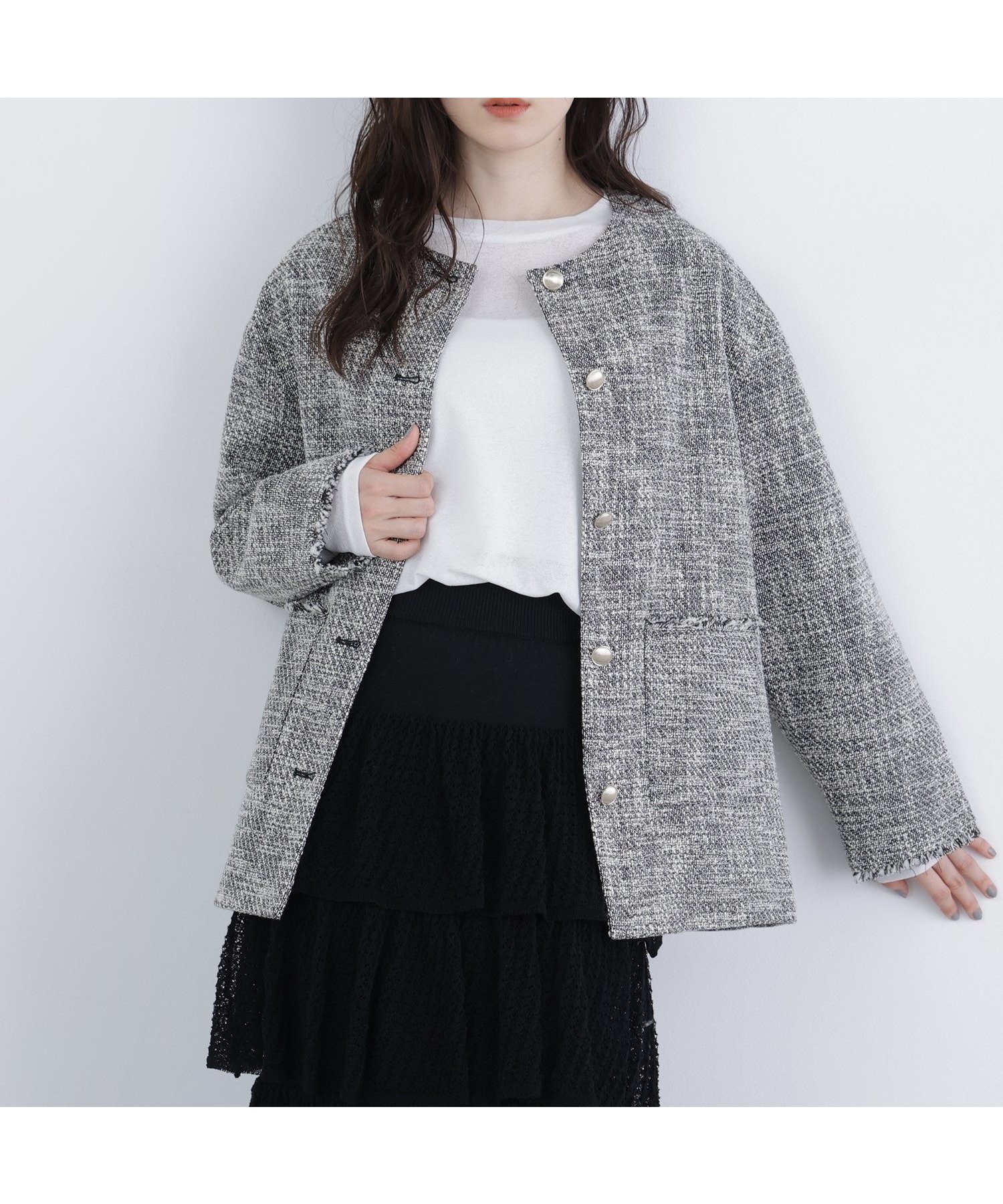 【ナチュラル ビューティー ベーシック/NATURAL BEAUTY BASIC】のN. オーバーツイードジャケット インテリア・キッズ・メンズ・レディースファッション・服の通販 founy(ファニー) 　ファッション　Fashion　レディースファッション　Fashion for Women　アウター　Coat / Outerwear Collection　レディースジャケット・軽アウター　Jackets　インナー　Innerwear　ジャケット　Jacket, Outerwear　ツイード　Twill, Twill Weave　デニム　Denim, Jeans Material　トレンド　Trend, Trending Now　ロング　Long, Long-Length　エレガント 上品　Elegant　ブラック系2|ID: prp329100004872425 ipo3291000000036339018