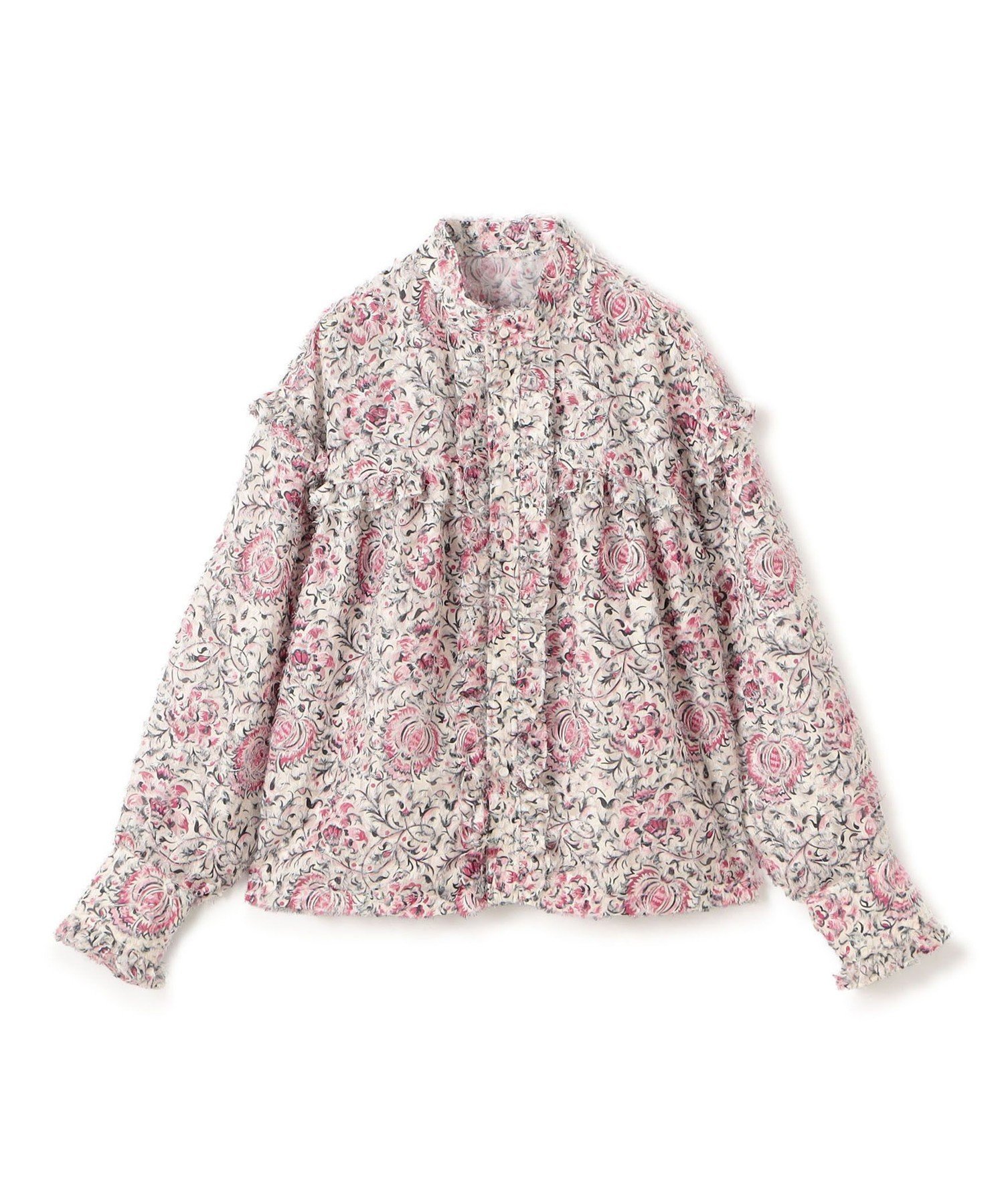 【トゥモローランド/TOMORROWLAND】のラメカットジャカード カラーフリルブラウス インテリア・キッズ・メンズ・レディースファッション・服の通販 founy(ファニー) 　ファッション　Fashion　レディースファッション　Fashion for Women　トップス・カットソー　Cut & Sew Tops　シャツ・ブラウス・オフィスカジュアル　Elegant Blouses & Button-Ups　おすすめ　Recommended / Our Picks　インナー　Innerwear　カフス　Cuff Design　ジャカード／ジャガード　Jacquard, Woven Pattern　タートル　Turtleneck, Turtle Collar　フリル　Frill, Ruffle　プリント　Print, Printed Pattern　モチーフ　Motif, Design Theme　32 ピンク系|ID: prp329100004872438 ipo3291000000036339235