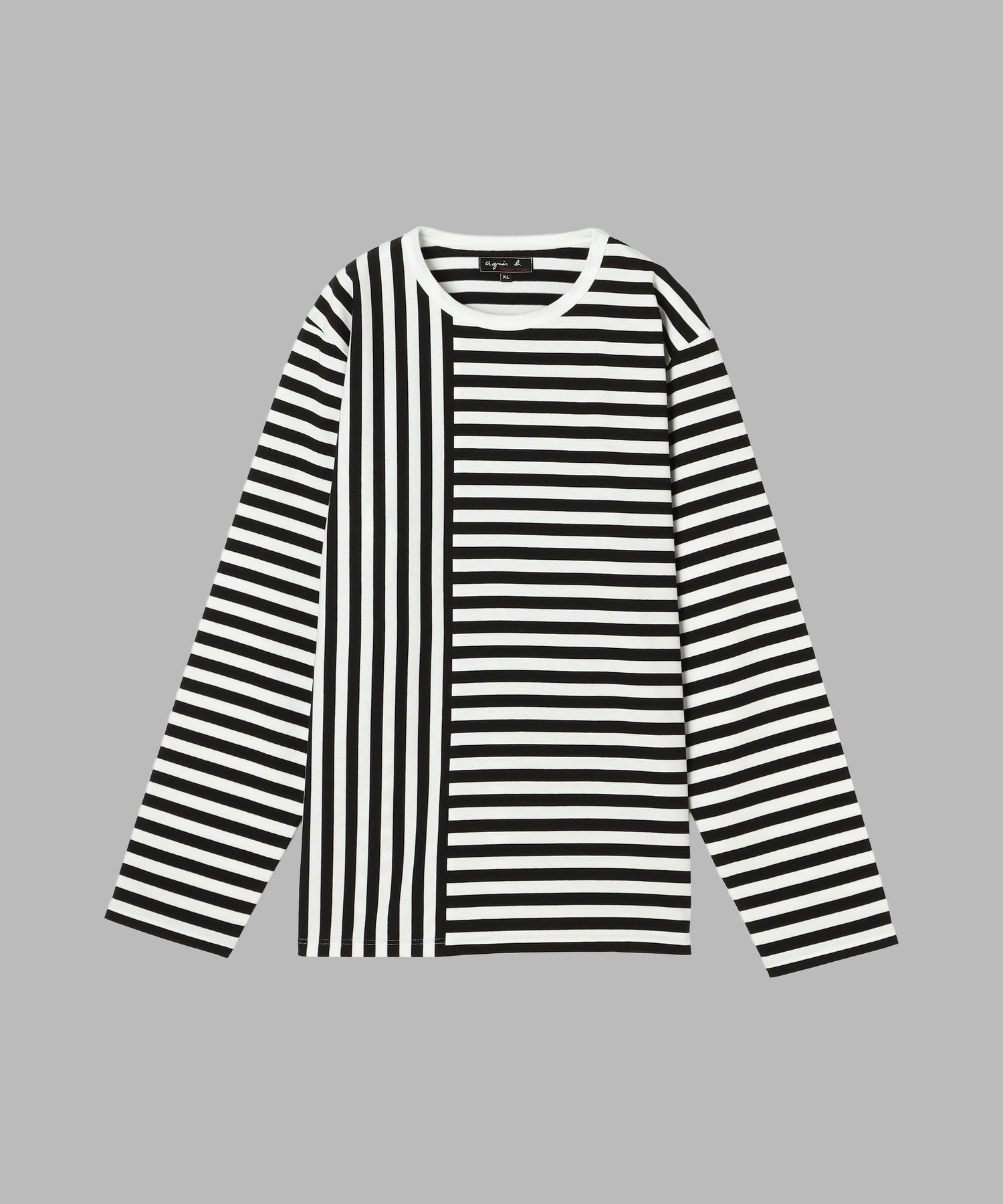 【アニエスベー ファム/agnes b. FEMME】の【by R 限定品】agnes b. 細ボーダーxストライプ コットン 長袖 Tシャツ Haru インテリア・キッズ・メンズ・レディースファッション・服の通販 founy(ファニー) 　ファッション　Fashion　レディースファッション　Fashion for Women　トップス・カットソー　Cut & Sew Tops　シャツ・ブラウス・オフィスカジュアル　Elegant Blouses & Button-Ups　ロングTシャツ・Tシャツ　Longline T-Shirts & Tees　インナー　Innerwear　コレクション　Collection, Seasonal Line　シンプル　Simple, Minimal　ストライプ　Stripe, Striped Pattern　デニム　Denim, Jeans Material　定番　Standard, Basic Item　長袖　Long Sleeve, Full Sleeve　フレンチ　French, French Style　ボーダー　Border, Stripe　ホワイト×ブラック|ID: prp329100004872441 ipo3291000000036339268