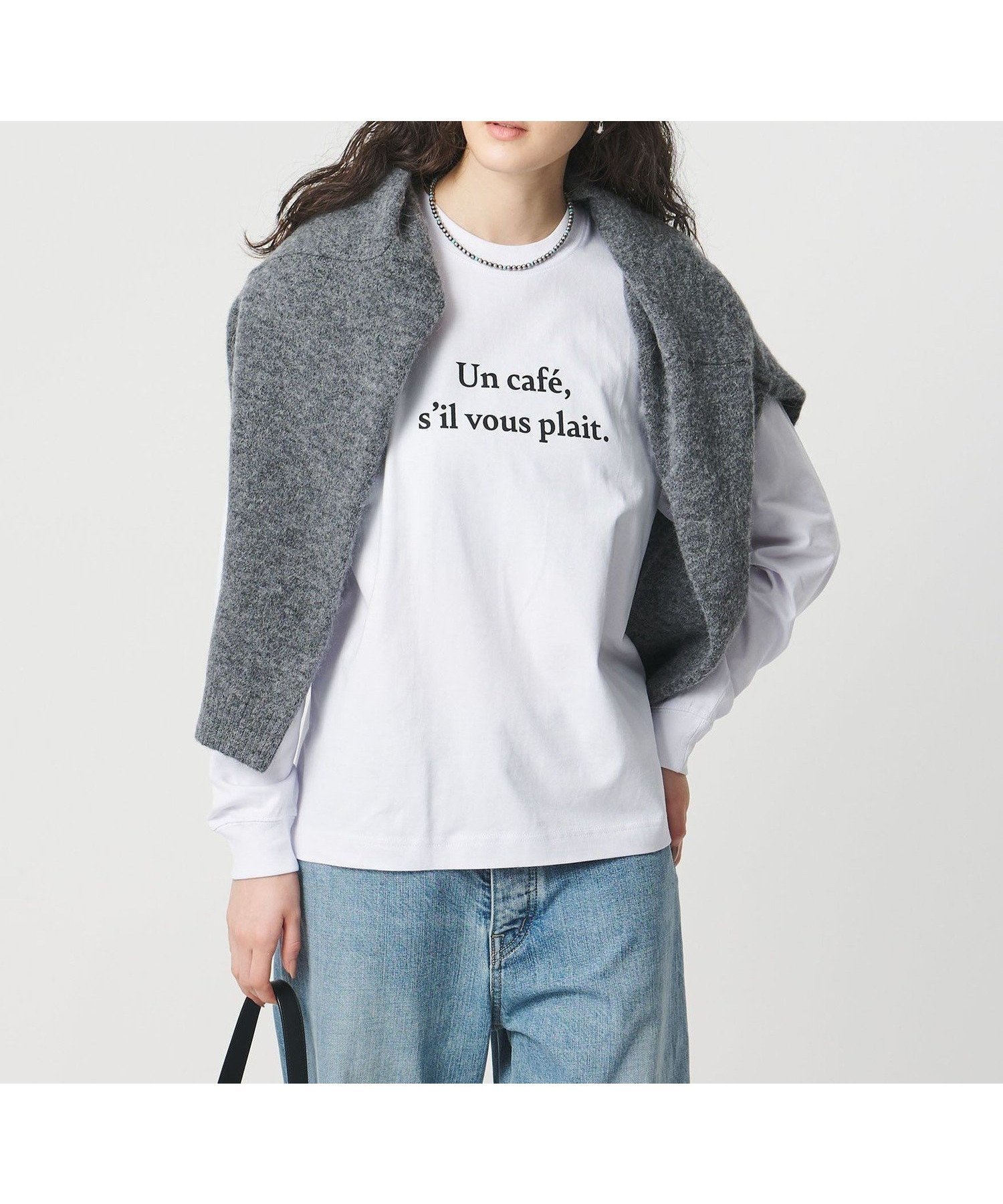 【ユナイテッドアローズ/UNITED ARROWS】のLes Petits Basics UN CAFE ロングスリーブ Tシャツ インテリア・キッズ・メンズ・レディースファッション・服の通販 founy(ファニー) 　ファッション　Fashion　レディースファッション　Fashion for Women　トップス・カットソー　Cut & Sew Tops　シャツ・ブラウス・オフィスカジュアル　Elegant Blouses & Button-Ups　ロングTシャツ・Tシャツ　Longline T-Shirts & Tees　インナー　Innerwear　シンプル　Simple, Minimal　ジャケット　Jacket, Outerwear　スリーブ　Sleeve, Long Sleeve / Short Sleeve　ダウン　Down, Puffer　フランス　France, French　プリント　Print, Printed Pattern　ベーシック　Basic, Essential　モダン　Modern, Contemporary　ロング　Long, Long-Length　おすすめ　Recommended / Our Picks　WHITE|ID: prp329100004872458 ipo3291000000036339675