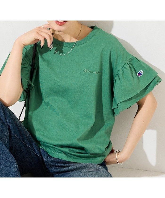 【フリークスストア/FREAK'S STORE】の限定展開 別注フリル袖トップス Champion チャンピオン 限定 インテリア・キッズ・メンズ・レディースファッション・服の通販 founy(ファニー) 　ファッション　Fashion　レディースファッション　Fashion for Women　トップス・カットソー　Cut & Sew Tops　ボリューム袖・フリルスリーブブラウス　Voluminous & Ruffle Sleeves / Puffy Sleeve Tops　2026年　2026　スペシャル　Special, Limited Edition　フリル　Frill, Ruffle　ボトム　Bottoms, Lower Wear　別注　Limited Edition, Custom Order　夏　Summer　S/S・春夏　SS, Spring/Summer, Warm Season　グリーン|ID: prp329100004875146 ipo3291000000036362949