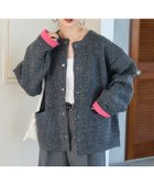 【フリークスストア/FREAK'S STORE】の裏配色 スナップ ニット カーディガン【限定展開】 25AW チャコール×ピンク|ID: prp329100004875164 ipo3291000000036363108