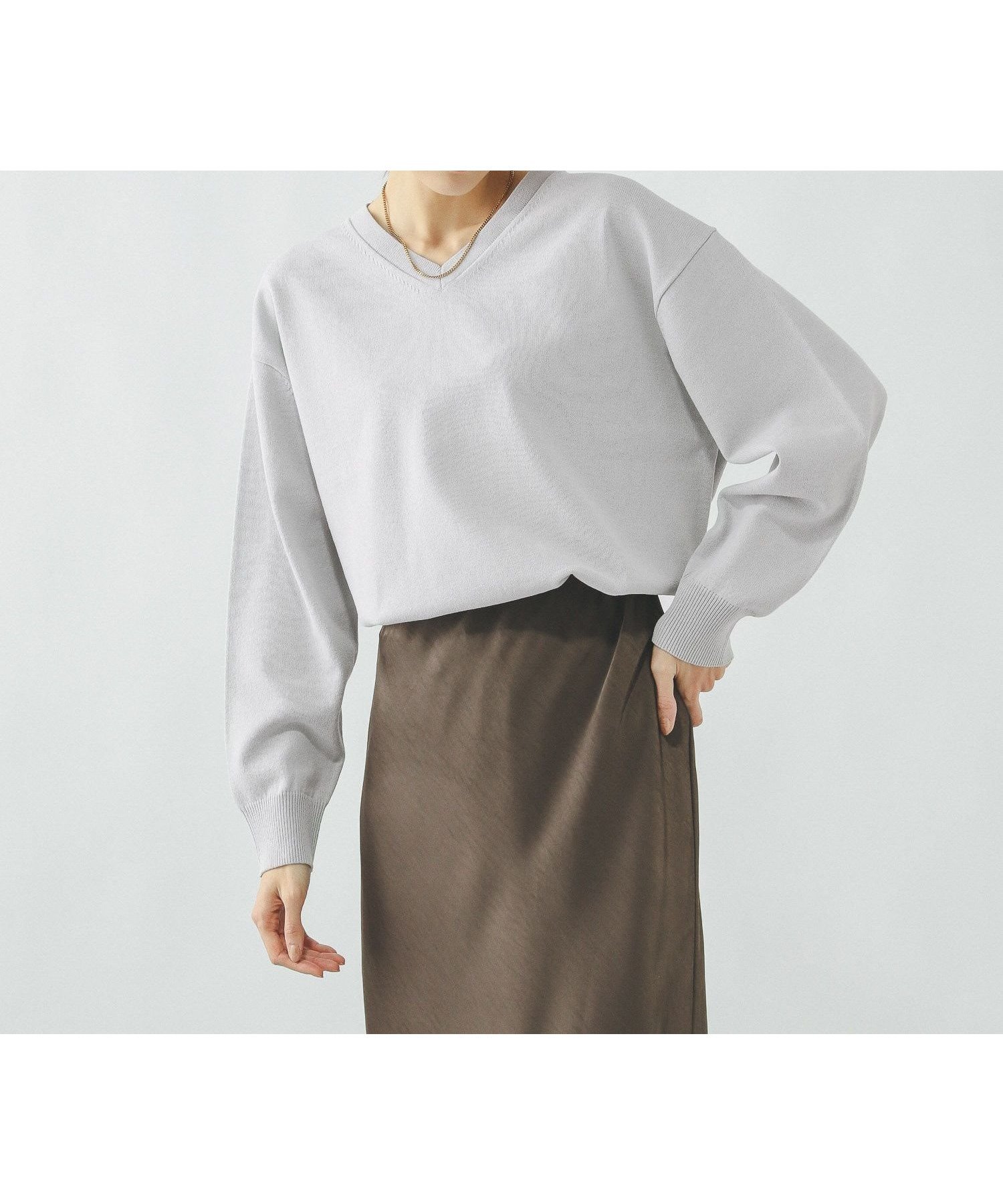 【グローバルワーク/GLOBAL WORK】のドライタッチVネックプルオーバー長袖/634083 インテリア・キッズ・メンズ・レディースファッション・服の通販 founy(ファニー) ファッション Fashion レディースファッション Fashion for Women トップス・カットソー Cut & Sew Tops カジュアルプルオーバー・ニットトップス Pullovers & Knit Tops / Casual Pullovers Vネックトップス V-Neck Tops / V-Cut Neckline Shirts おすすめ Recommended / Our Picks アンサンブル Ensemble Set カーディガン Cardigan, Knitwear スリット Slit, Slit Detail バランス Balance, Style Balance ワイド Wide, Wide Fit ビジネス 仕事 通勤 Business / Work / Commuting 旅行 Travel 春 Spring 洗える Machine Washable 長袖 Long Sleeve, Full Sleeve ライトグレー12|ID: prp329100004875169 ipo3291000000036363149