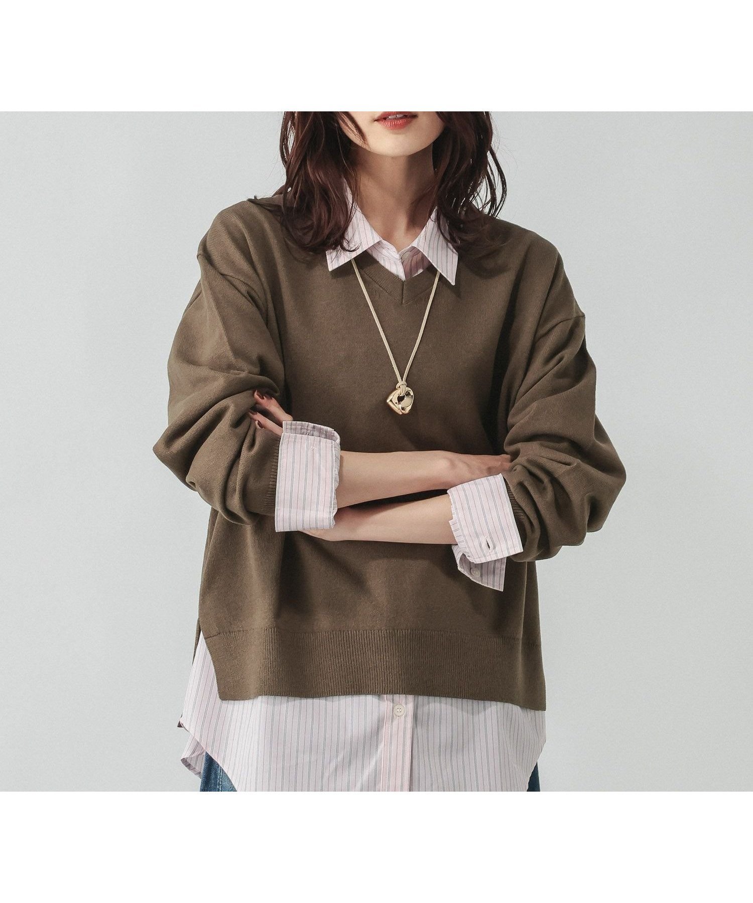 【グローバルワーク/GLOBAL WORK】のドライタッチVネックプルオーバー長袖/634083 インテリア・キッズ・メンズ・レディースファッション・服の通販 founy(ファニー) ファッション Fashion レディースファッション Fashion for Women トップス・カットソー Cut & Sew Tops カジュアルプルオーバー・ニットトップス Pullovers & Knit Tops / Casual Pullovers Vネックトップス V-Neck Tops / V-Cut Neckline Shirts おすすめ Recommended / Our Picks アンサンブル Ensemble Set カーディガン Cardigan, Knitwear スリット Slit, Slit Detail バランス Balance, Style Balance ワイド Wide, Wide Fit ビジネス 仕事 通勤 Business / Work / Commuting 旅行 Travel 春 Spring 洗える Machine Washable 長袖 Long Sleeve, Full Sleeve ブラウン58|ID: prp329100004875169 ipo3291000000036363156