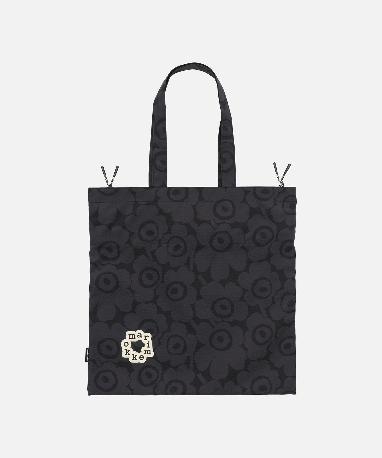 【マリメッコ/marimekko】のMetka Mini Unikko トートバッグ インテリア・キッズ・メンズ・レディースファッション・服の通販 founy(ファニー) 　ファッション　Fashion　レディースファッション　Fashion for Women　バッグ　Bags　サークル　Circle, Round Design　スクエア　Square, Square Shape　スタイリッシュ　Stylish, Fashionable　フィット　Fit, Slim Fit　フォルム　Silhouette, Form　巾着　Drawstring Bag, Kinchaku　ダークグレー×ブラック|ID: prp329100004875205 ipo3291000000036363395