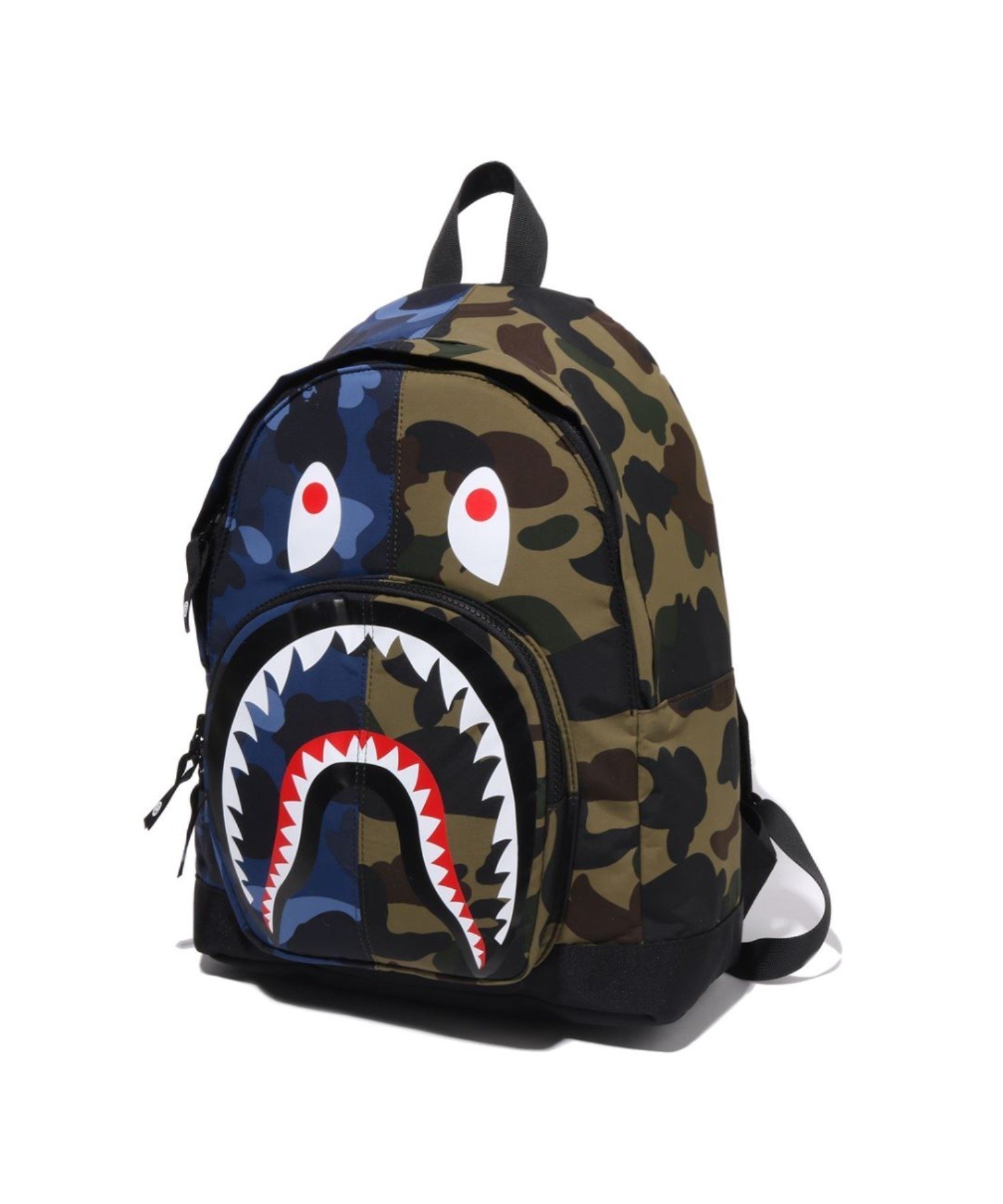 【ア ベイシング エイプ/A BATHING APE / KIDS】のSPLIT CAMO SHARK DAYPACK インテリア・キッズ・メンズ・レディースファッション・服の通販 founy(ファニー) 　ファッション　Fashion　キッズファッション　Fashion for Kids　デイパック　Daypack, Casual Backpack　フロント　Front, Front Design　プリント　Print, Printed Pattern　ポケット　Pocket, Pocket Detail　モチーフ　Motif, Design Theme　ラバー　Rubber, Rubber Sole　夏　Summer　S/S・春夏　SS, Spring/Summer, Warm Season　NY×GR|ID: prp329100004875223 ipo3291000000036363508