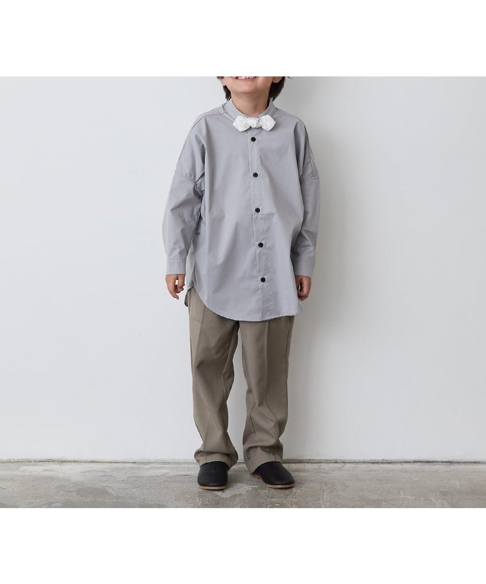 【リジェール/riziere / KIDS】のバンドカラーリラックスシャツ(ボタン取り外し対応) インテリア・キッズ・メンズ・レディースファッション・服の通販 founy(ファニー) 　ファッション　Fashion　キッズファッション　Fashion for Kids　おすすめ　Recommended / Our Picks　シンプル　Simple, Minimal　トレンド　Trend, Trending Now　リラックス　Relax, Relaxed Fit　ルーズ　Loose, Oversized　人気　Popular, Best Seller　GRAY|ID: prp329100004875276 ipo3291000000036363912