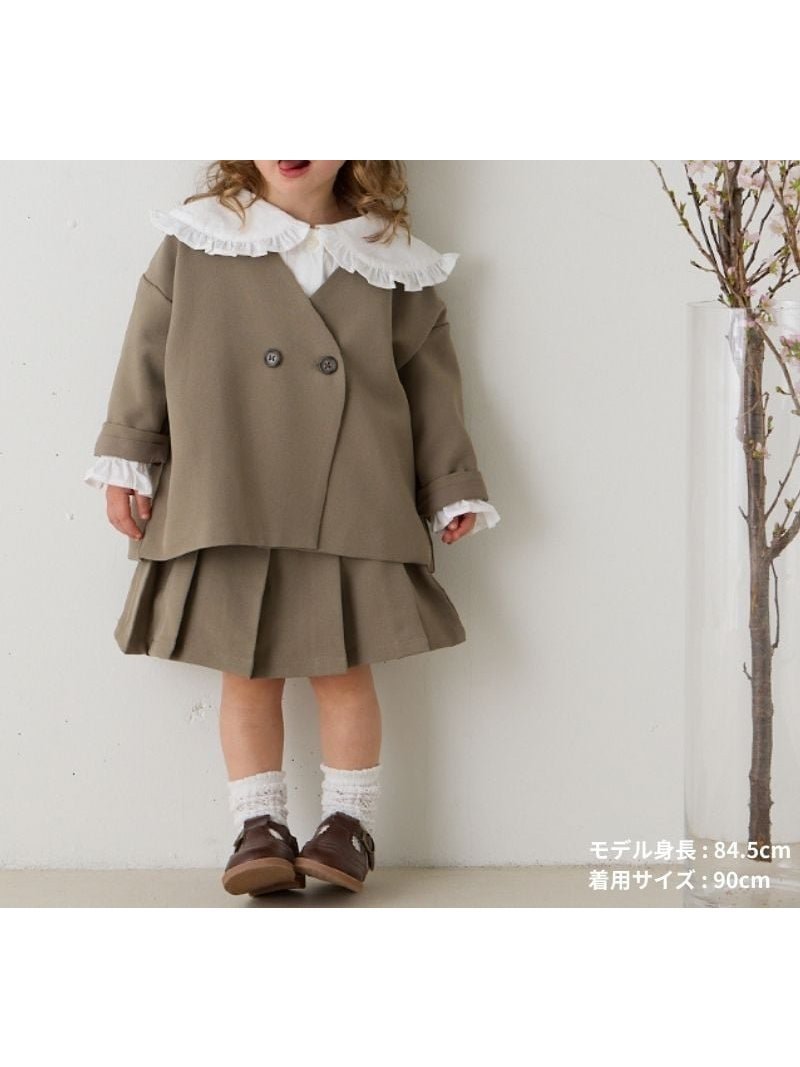 【リジェール/riziere / KIDS】のノーカラージャケットプリーツスカートセットアップ インテリア・キッズ・メンズ・レディースファッション・服の通販 founy(ファニー) 　ファッション　Fashion　キッズファッション　Fashion for Kids　おすすめ　Recommended / Our Picks　インナー　Innerwear　ジャケット　Jacket, Outerwear　プリーツ　Pleats, Pleated　ポケット　Pocket, Pocket Detail　人気　Popular, Best Seller　KHAKIBEIGE|ID: prp329100004875277 ipo3291000000036363924
