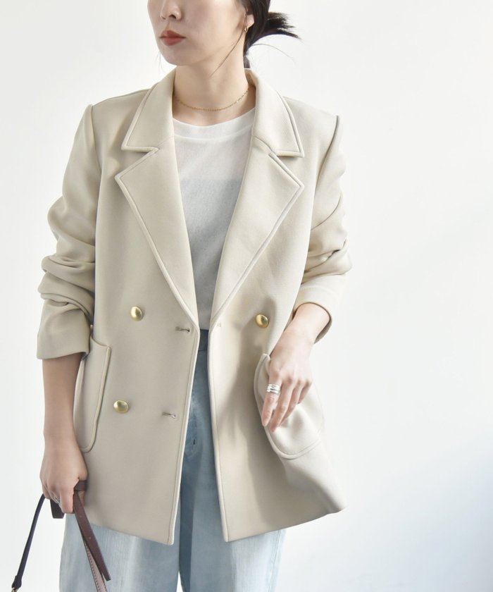 【シップス フォー ウィメン/SHIPS】のquaranciel 洗濯機可能 ジャージー テーラード ダブル ジャケット インテリア・キッズ・メンズ・レディースファッション・服の通販 founy(ファニー) https://founy.com/ ファッション Fashion レディースファッション Fashion for Women アウター Coat / Outerwear Collection レディースジャケット・軽アウター Jackets 洗える Machine Washable カーディガン Cardigan, Knitwear ジャケット Jacket, Outerwear ダブル Double, Double-Breasted テーラード Tailored, Tailored Fit デニム Denim, Jeans Material バランス Balance, Style Balance フィット Fit, Slim Fit フロント Front, Front Design エレガント 上品 Elegant ビジネス 仕事 通勤 Business / Work / Commuting 2026年 2026 |ID: prp329100004875359 ipo3291000000036364485