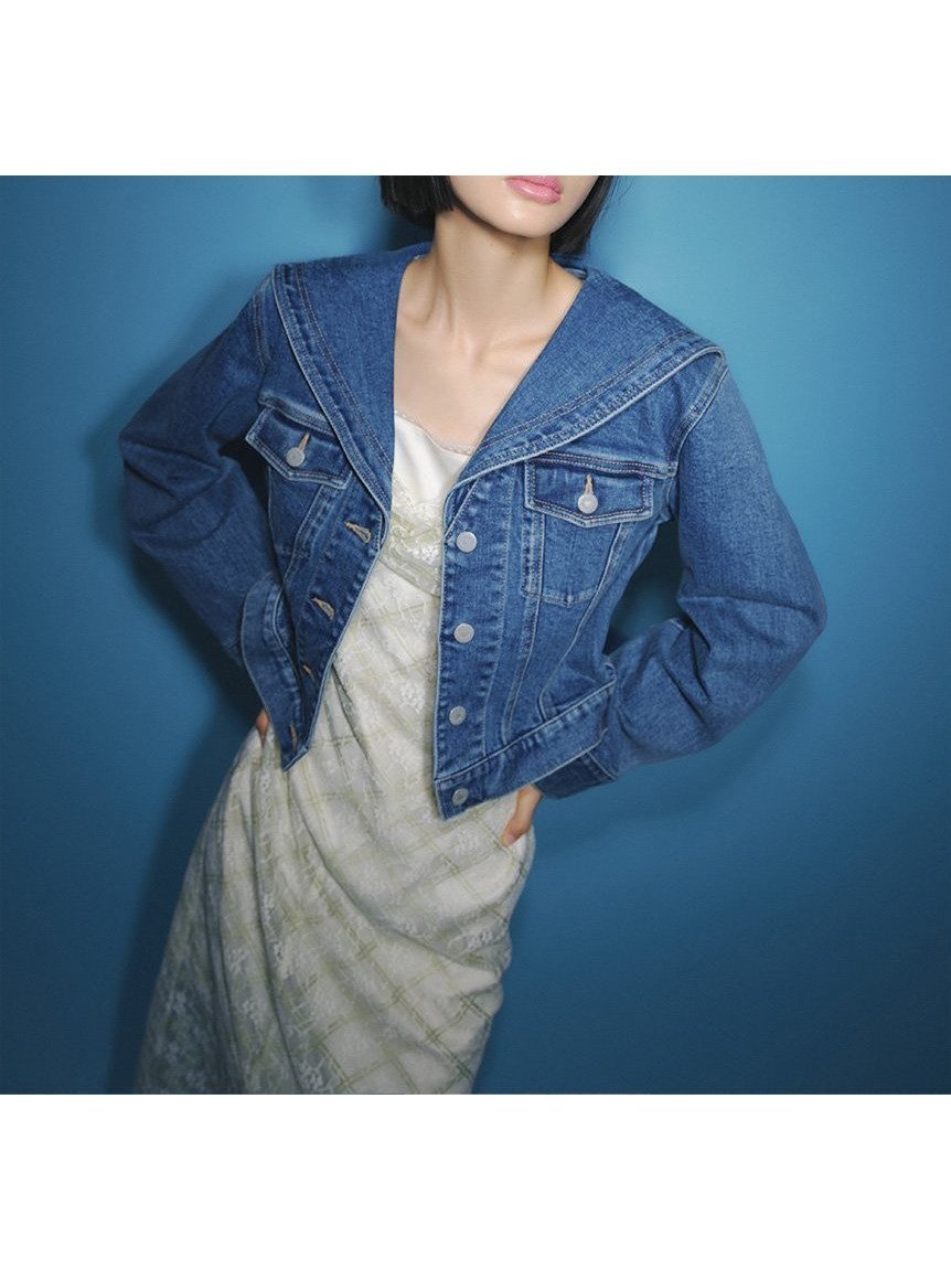 【リリーブラウン/Lily Brown】のセーラーデニムジャケット 人気、トレンドファッション・服の通販 founy(ファニー) ファッション Fashion レディースファッション Fashion for Women アウター Coat / Outerwear Collection レディースジャケット・軽アウター Jackets デニムジャケット / カジュアルアウター Denim Jackets ジャケット Jacket, Outerwear スマート Smart, Elegant セットアップ Set-Up, Coordinated Outfit デニム Denim, Jeans Material パターン Pattern, Design Print フラワー Flower, Floral ベーシック Basic, Essential ボトム Bottoms, Lower Wear other-1|ID: prp329100004875362 ipo3291000000036364504