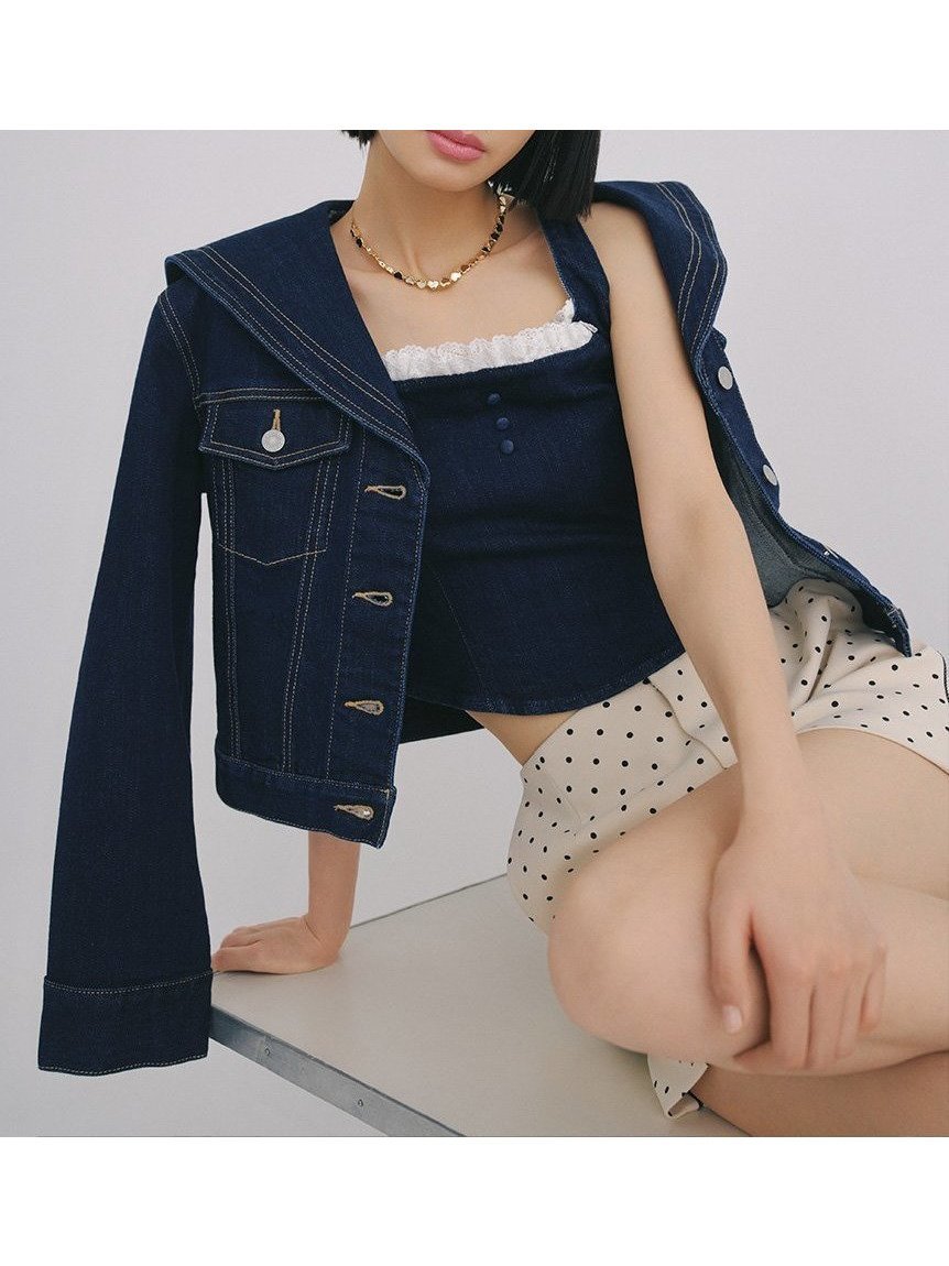 【リリーブラウン/Lily Brown】のセーラーデニムジャケット インテリア・キッズ・メンズ・レディースファッション・服の通販 founy(ファニー) 　ファッション　Fashion　レディースファッション　Fashion for Women　アウター　Coat / Outerwear Collection　レディースジャケット・軽アウター　Jackets　デニムジャケット / カジュアルアウター　Denim Jackets　ジャケット　Jacket, Outerwear　スマート　Smart, Elegant　セットアップ　Set-Up, Coordinated Outfit　デニム　Denim, Jeans Material　パターン　Pattern, Design Print　フラワー　Flower, Floral　ベーシック　Basic, Essential　ボトム　Bottoms, Lower Wear　IND[088]|ID: prp329100004875362 ipo3291000000036364508