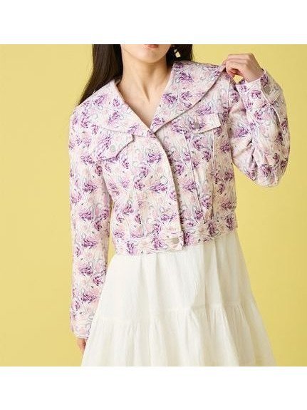 【リリーブラウン/Lily Brown】のセーラーデニムジャケット インテリア・キッズ・メンズ・レディースファッション・服の通販 founy(ファニー) 　ファッション　Fashion　レディースファッション　Fashion for Women　アウター　Coat / Outerwear Collection　レディースジャケット・軽アウター　Jackets　デニムジャケット / カジュアルアウター　Denim Jackets　ジャケット　Jacket, Outerwear　スマート　Smart, Elegant　セットアップ　Set-Up, Coordinated Outfit　デニム　Denim, Jeans Material　パターン　Pattern, Design Print　フラワー　Flower, Floral　ベーシック　Basic, Essential　ボトム　Bottoms, Lower Wear　FLOWER[936]|ID: prp329100004875362 ipo3291000000036364510