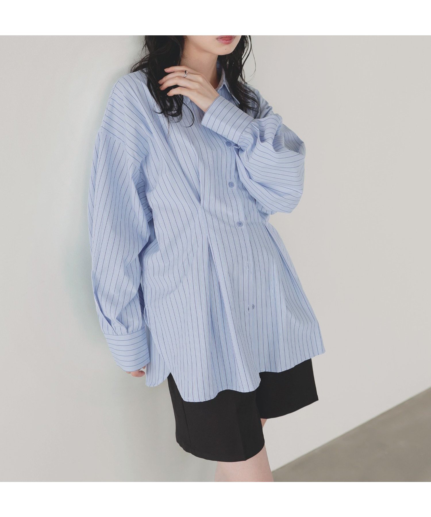 【リアン/Lian】のウエストタックカラーシャツ インテリア・キッズ・メンズ・レディースファッション・服の通販 founy(ファニー) 　ファッション　Fashion　レディースファッション　Fashion for Women　トップス・カットソー　Cut & Sew Tops　シャツ・ブラウス・オフィスカジュアル　Elegant Blouses & Button-Ups　2026年　2026　イエロー　Yellow　ストライプ　Stripe, Striped Pattern　ブルーストライプ|ID: prp329100004875412 ipo3291000000036364831