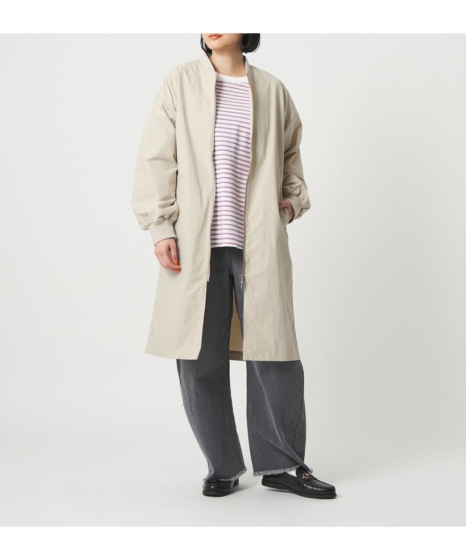 【ユナイテッドアローズ/UNITED ARROWS】のロングブルゾン A DAY IN THE LIFE インテリア・キッズ・メンズ・レディースファッション・服の通販 founy(ファニー) 　ファッション　Fashion　レディースファッション　Fashion for Women　アウター　Coat / Outerwear Collection　ブルゾンジャケット・スポーティアウター　Blouson Jackets　グログラン　Grosgrain, Grosgrain Ribbon　シンプル　Simple, Minimal　デニム　Denim, Jeans Material　トレンド　Trend, Trending Now　定番　Standard, Basic Item　バランス　Balance, Style Balance　フェミニン　Feminine, Girly　フロント　Front, Front Design　ブルゾン　Blouson, Bomber Jacket　プリーツ　Pleats, Pleated　ロング　Long, Long-Length　アウトレット　Outlet / Clearance　おすすめ　Recommended / Our Picks　ビジネス 仕事 通勤　Business / Work / Commuting　NATURAL|ID: prp329100004875453 ipo3291000000036365129