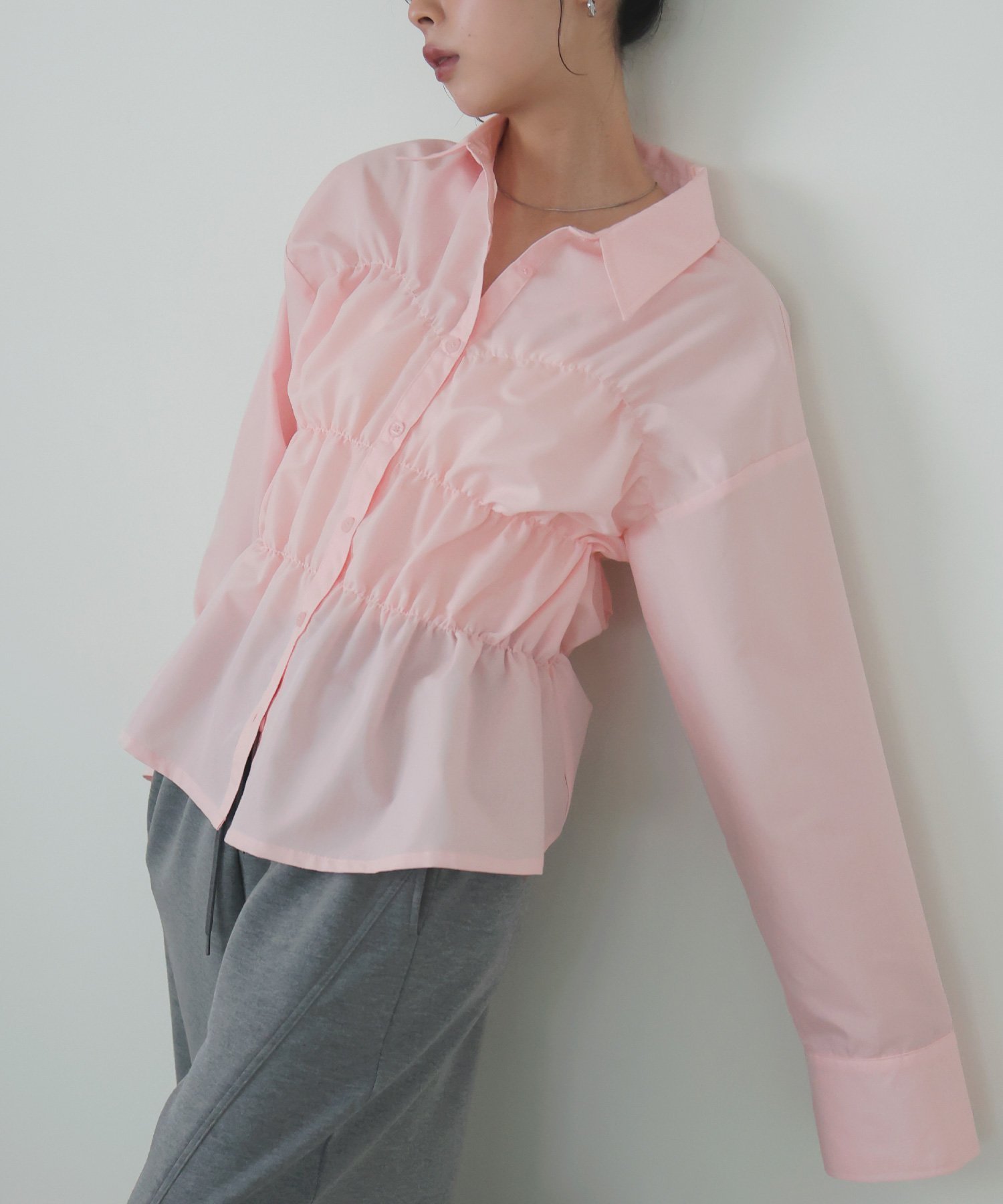 【リアン/Lian】のシャーリングビスチェデザインシャツ インテリア・キッズ・メンズ・レディースファッション・服の通販 founy(ファニー) 　ファッション　Fashion　レディースファッション　Fashion for Women　トップス・カットソー　Cut & Sew Tops　シャツ・ブラウス・オフィスカジュアル　Elegant Blouses & Button-Ups　ビスチェ　Bustiers & Corset Tops / Layered Bustier Style　2026年　2026　イエロー　Yellow　ストライプ　Stripe, Striped Pattern　ピンク|ID: prp329100004875481 ipo3291000000036365314