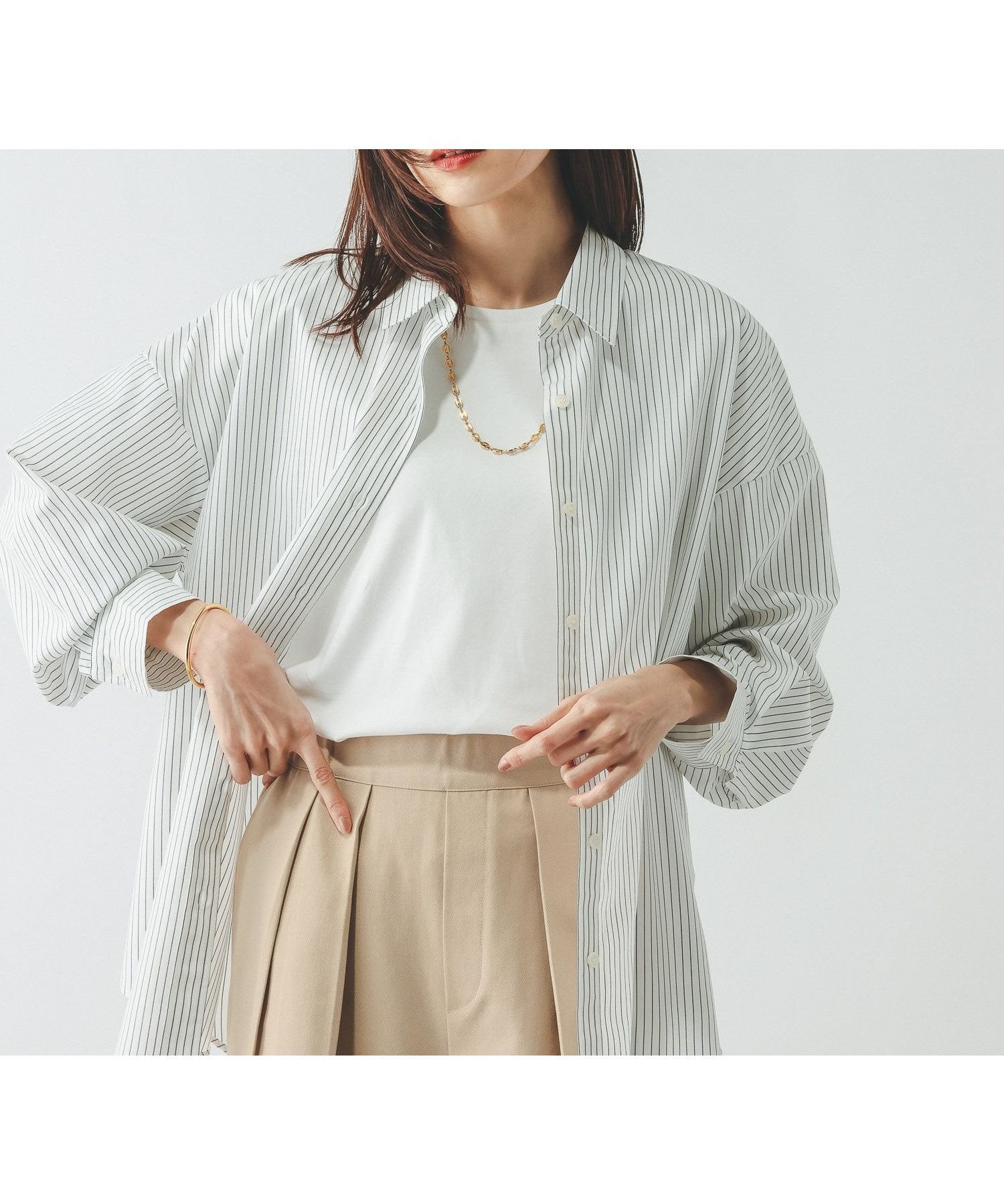 【グローバルワーク/GLOBAL WORK】の365日マイスタイルシャツ/571317 インテリア・キッズ・メンズ・レディースファッション・服の通販 founy(ファニー) 　ファッション　Fashion　レディースファッション　Fashion for Women　トップス・カットソー　Cut & Sew Tops　シャツ・ブラウス・オフィスカジュアル　Elegant Blouses & Button-Ups　おすすめ　Recommended / Our Picks　オケージョン　Occasion Wear　セレモニー　Ceremony　ベーシック　Basic, Essential　ボトム　Bottoms, Lower Wear　ワイド　Wide, Wide Fit　ビジネス 仕事 通勤　Business / Work / Commuting　羽織　Haori, Light Jacket　ネイビーストライプ15|ID: prp329100004875500 ipo3291000000036365448