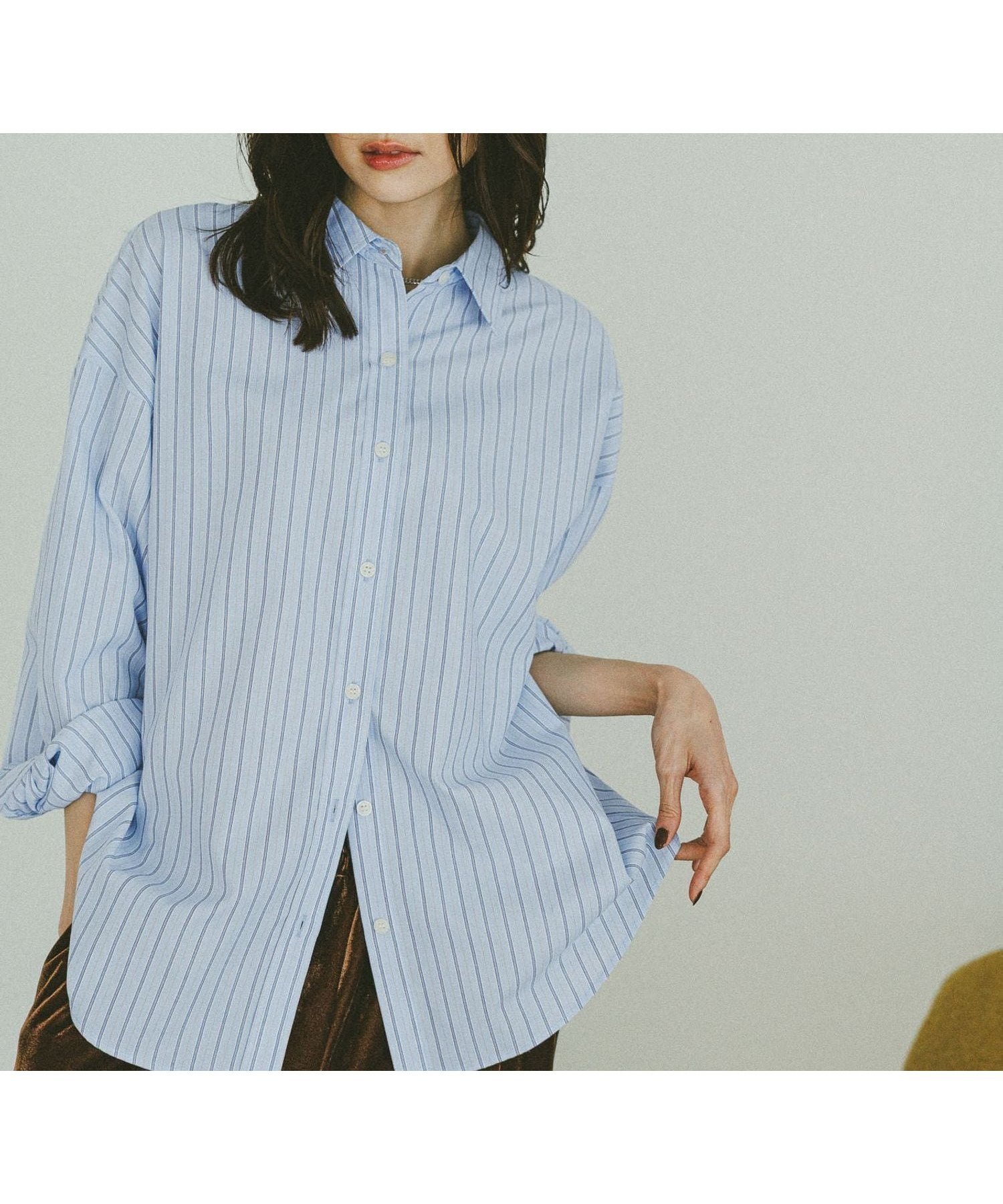 【グローバルワーク/GLOBAL WORK】の365日マイスタイルシャツ/571317 インテリア・キッズ・メンズ・レディースファッション・服の通販 founy(ファニー) 　ファッション　Fashion　レディースファッション　Fashion for Women　トップス・カットソー　Cut & Sew Tops　シャツ・ブラウス・オフィスカジュアル　Elegant Blouses & Button-Ups　おすすめ　Recommended / Our Picks　オケージョン　Occasion Wear　セレモニー　Ceremony　ベーシック　Basic, Essential　ボトム　Bottoms, Lower Wear　ワイド　Wide, Wide Fit　ビジネス 仕事 通勤　Business / Work / Commuting　羽織　Haori, Light Jacket　サックスストライプ86|ID: prp329100004875500 ipo3291000000036365468