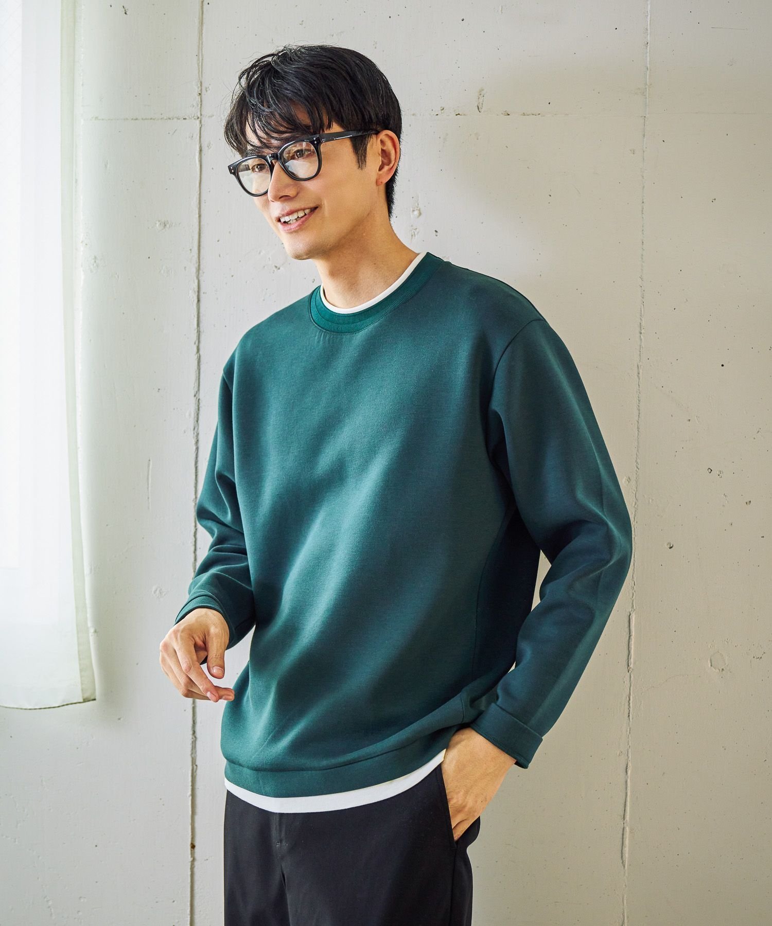 【グローバルワーク/GLOBAL WORK / MEN】のライトクッションクルーレイヤー/580441 インテリア・キッズ・メンズ・レディースファッション・服の通販 founy(ファニー) 　ファッション　Fashion　メンズファッション　Fashion for Men　おすすめ　Recommended / Our Picks　クッション　Cushion, Throw Pillow　トレンド　Trend, Trending Now　フォルム　Silhouette, Form　リラックス　Relax, Relaxed Fit　エレガント 上品　Elegant　グリーン78|ID: prp329100004875789 ipo3291000000036367407