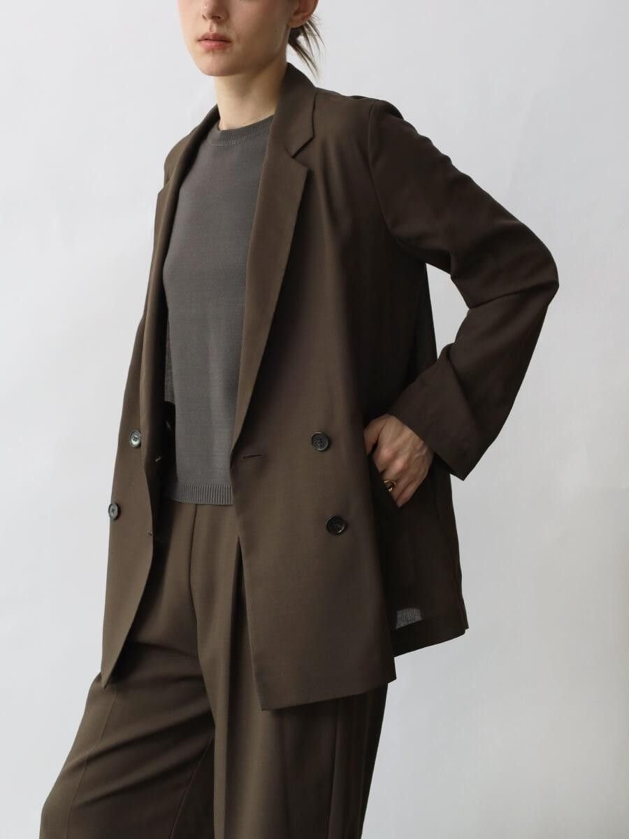 【ラシュッド/LASUD】のウールライクテーラードライトジャケット インテリア・キッズ・メンズ・レディースファッション・服の通販 founy(ファニー) 　ファッション　Fashion　レディースファッション　Fashion for Women　アウター　Coat / Outerwear Collection　レディースジャケット・軽アウター　Jackets　クラシック　Classic, Timeless Style　ジャケット　Jacket, Outerwear　ダブル　Double, Double-Breasted　リラックス　Relax, Relaxed Fit　エレガント 上品　Elegant　ブラウン|ID: prp329100004875802 ipo3291000000036367492