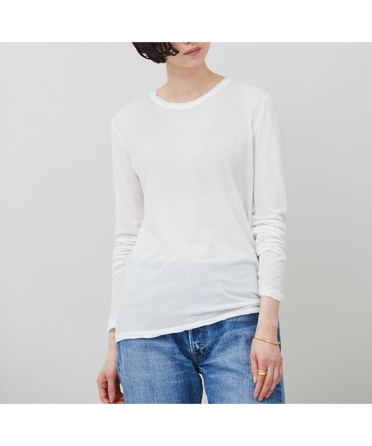 【カレンソロジー/Curensology】の5AWARENESS ロングスリーブTシャツ インテリア・キッズ・メンズ・レディースファッション・服の通販 founy(ファニー) 　ファッション　Fashion　レディースファッション　Fashion for Women　トップス・カットソー　Cut & Sew Tops　シャツ・ブラウス・オフィスカジュアル　Elegant Blouses & Button-Ups　ロングTシャツ・Tシャツ　Longline T-Shirts & Tees　エレガント 上品　Elegant　カットソー　Cut and Sewn Top　サロペット　Overalls, Salopette　シアー　Sheer, See-Through　スリーブ　Sleeve, Long Sleeve / Short Sleeve　フィット　Fit, Slim Fit　プレミアム　Premium, High-End　ロング　Long, Long-Length　ホワイト02|ID: prp329100004875883 ipo3291000000036368040