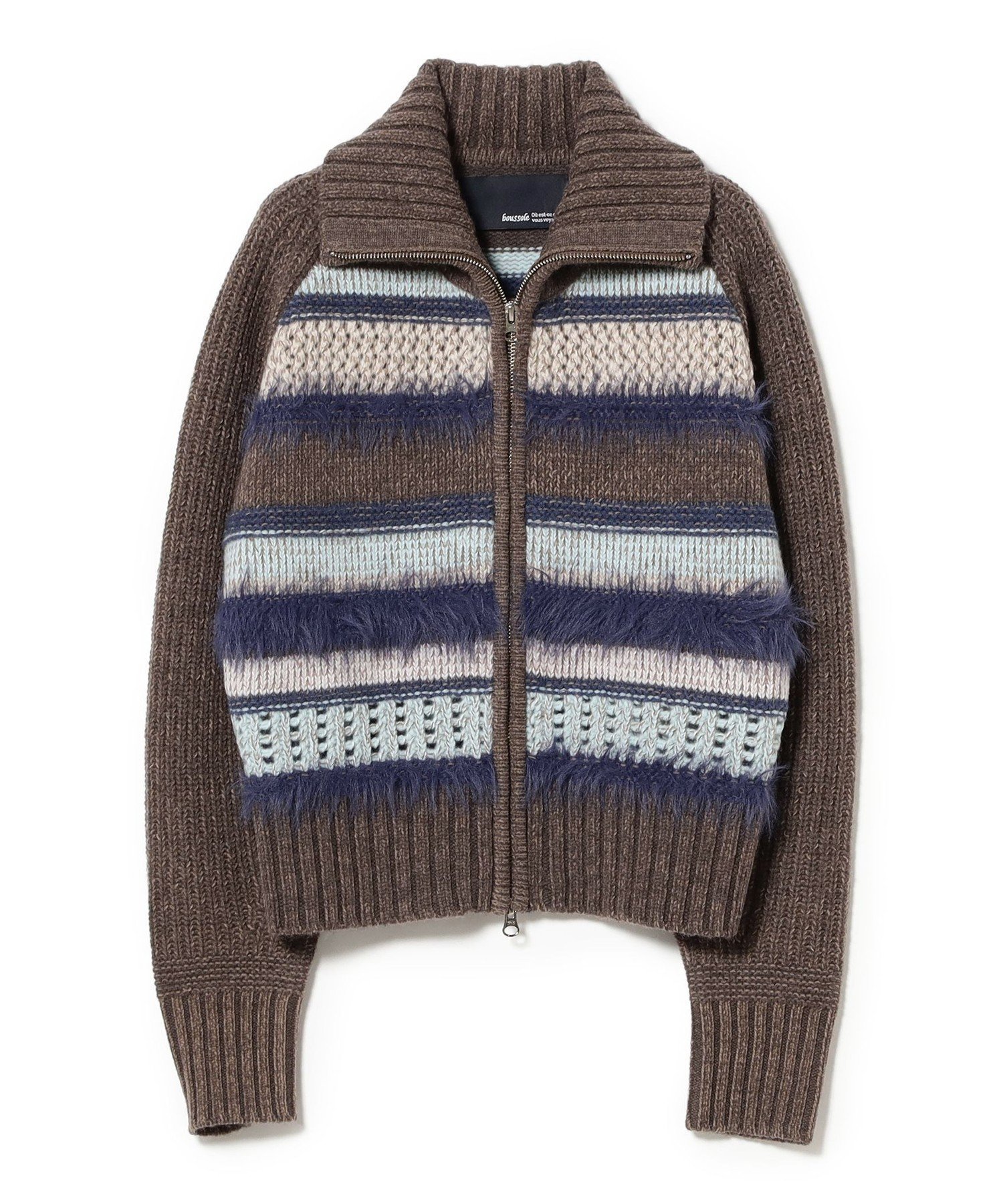 【ビームス ウイメン/BEAMS】の【別注】boussole / ボーダージップ ニット カーディガン インテリア・キッズ・メンズ・レディースファッション・服の通販 founy(ファニー) ファッション Fashion レディースファッション Fashion for Women トップス・カットソー Cut & Sew Tops ニット Knit Tops & Sweaters カーディガン・羽織り Layered Style Cardigans エアリー Airy Texture 畦 Ribbed Knit カーディガン Cardigan, Knitwear コンパクト Compact, Small Size ハイネック High Neck, Mock Neck バランス Balance, Style Balance フェミニン Feminine, Girly フェルト Felt, Felt Fabric ボーダー Border, Stripe 別注 Limited Edition, Custom Order ラッセル Raschel, Raschel Lace 冬 Winter / This Winter MOCHA|ID: prp329100004875894 ipo3291000000036368122