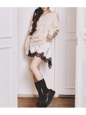 【リリーブラウン/Lily Brown】の【WEB限定カラー】カシミヤブレンドニットセットサテンミニワンピース 人気、トレンドファッション・服の通販 founy(ファニー) ファッション Fashion レディースファッション Fashion for Women ワンピース Dresses アシンメトリー Asymmetrical Style キャミワンピース Cami Dress, Slip Dress サテン Satin, Glossy Fabric スマート Smart, Elegant ドレープ Drape, Draping Fabric フェミニン Feminine, Girly リラックス Relax, Relaxed Fit レース Lace, Lace Fabric エレガント 上品 Elegant |ID:prp329100004876015