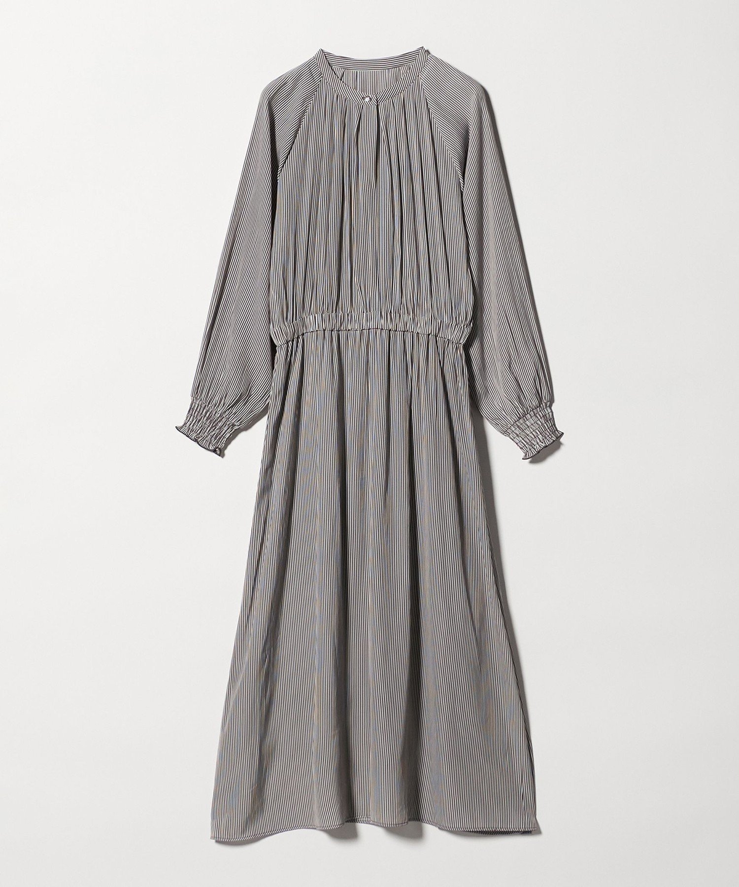 【ユナイテッドアローズ/UNITED ARROWS】のギャザー ワンピース -ウォッシャブル- A DAY IN THE LIFE インテリア・キッズ・メンズ・レディースファッション・服の通販 founy(ファニー) 　ファッション　Fashion　レディースファッション　Fashion for Women　ワンピース　Dresses　ウォッシャブル　Machine Washable　ヴィンテージ　Vintage Style　春　Spring　カットソー　Cut and Sewn Top　カーディガン　Cardigan, Knitwear　ギャザー　Gathered, Ruffled　シャーリング　Shirring, Ruched　スタンド　Stand Collar, Upright Stand　ストライプ　Stripe, Striped Pattern　トレンド　Trend, Trending Now　バランス　Balance, Style Balance　メタル　Metal, Metal Parts　ロング　Long, Long-Length　アウトレット　Outlet / Clearance　おすすめ　Recommended / Our Picks　エレガント 上品　Elegant　ビジネス 仕事 通勤　Business / Work / Commuting　DK.GRAY|ID: prp329100004876128 ipo3291000000036369574