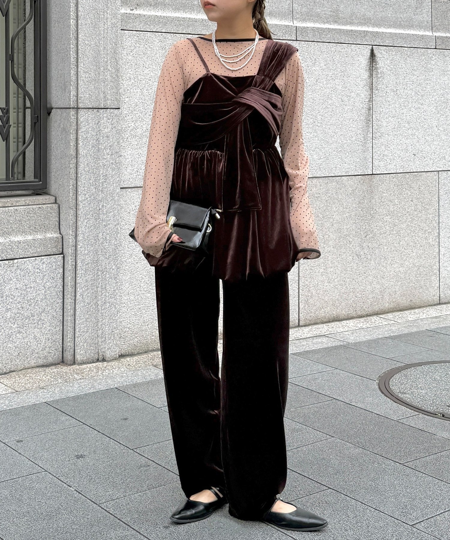 【シーピーシーエム/CPCM】の【WEB限定】3点セットベロアセットアップ インテリア・キッズ・メンズ・レディースファッション・服の通販 founy(ファニー) 　ファッション　Fashion　レディースファッション　Fashion for Women　トップス・カットソー　Cut & Sew Tops　ベロアトップス　Velour Tops / Velvet-Look Items　インナー　Innerwear　ウェーブ　Wavy Pattern　オケージョン　Occasion Wear　スラックス　Slacks, Dress Pants　セットアップ　Set-Up, Coordinated Outfit　ダウン　Down, Puffer　デニム　Denim, Jeans Material　トレンド　Trend, Trending Now　ドット　Polka Dot, Dot Pattern　ビスチェ　Bustier, Corset Top　ベロア　Velour, Soft Velvet　エレガント 上品　Elegant　ブラウン|ID: prp329100004876145 ipo3291000000036369661