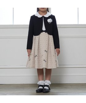 【ナルミヤ オンライン/NARUMIYA ONELINE / KIDS】の【フォーマル】ジャガードリボンOP+衿つきJKセット 人気、トレンドファッション・服の通販 founy(ファニー) ファッション Fashion キッズファッション Fashion for Kids ガーリー Girly, Feminine Style ジャケット Jacket, Outerwear フォーマル Formal, Dressy ポケット Pocket, Pocket Detail リボン Ribbon, Bow エレガント 上品 Elegant |ID:prp329100004877090