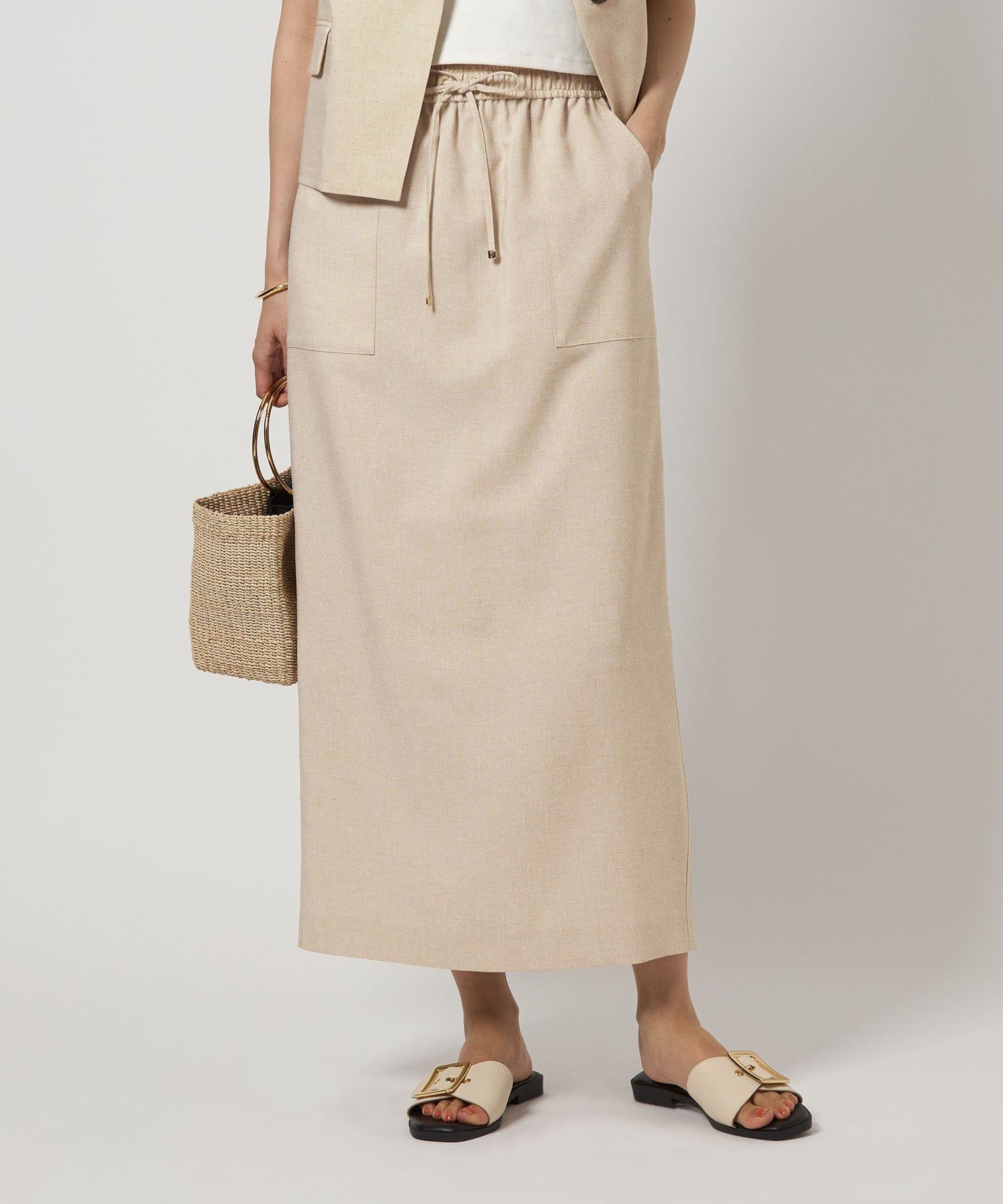 【ユナイテッドアローズ/UNITED ARROWS】のsize SHORTあり スラブオックス スカート -マシンウォッシャブル- インテリア・キッズ・メンズ・レディースファッション・服の通販 founy(ファニー) 　ファッション　Fashion　レディースファッション　Fashion for Women　スカート　Skirts　春　Spring　ストライプ　Stripe, Striped Pattern　ストレート　Straight, Straight Cut　スリット　Slit, Slit Detail　セットアップ　Set-Up, Coordinated Outfit　フレア　Flare, Flared　メランジ　Melange, Mixed Yarn　アウトレット　Outlet / Clearance　おすすめ　Recommended / Our Picks　夏　Summer　NATURAL|ID: prp329100004877340 ipo3291000000036382300