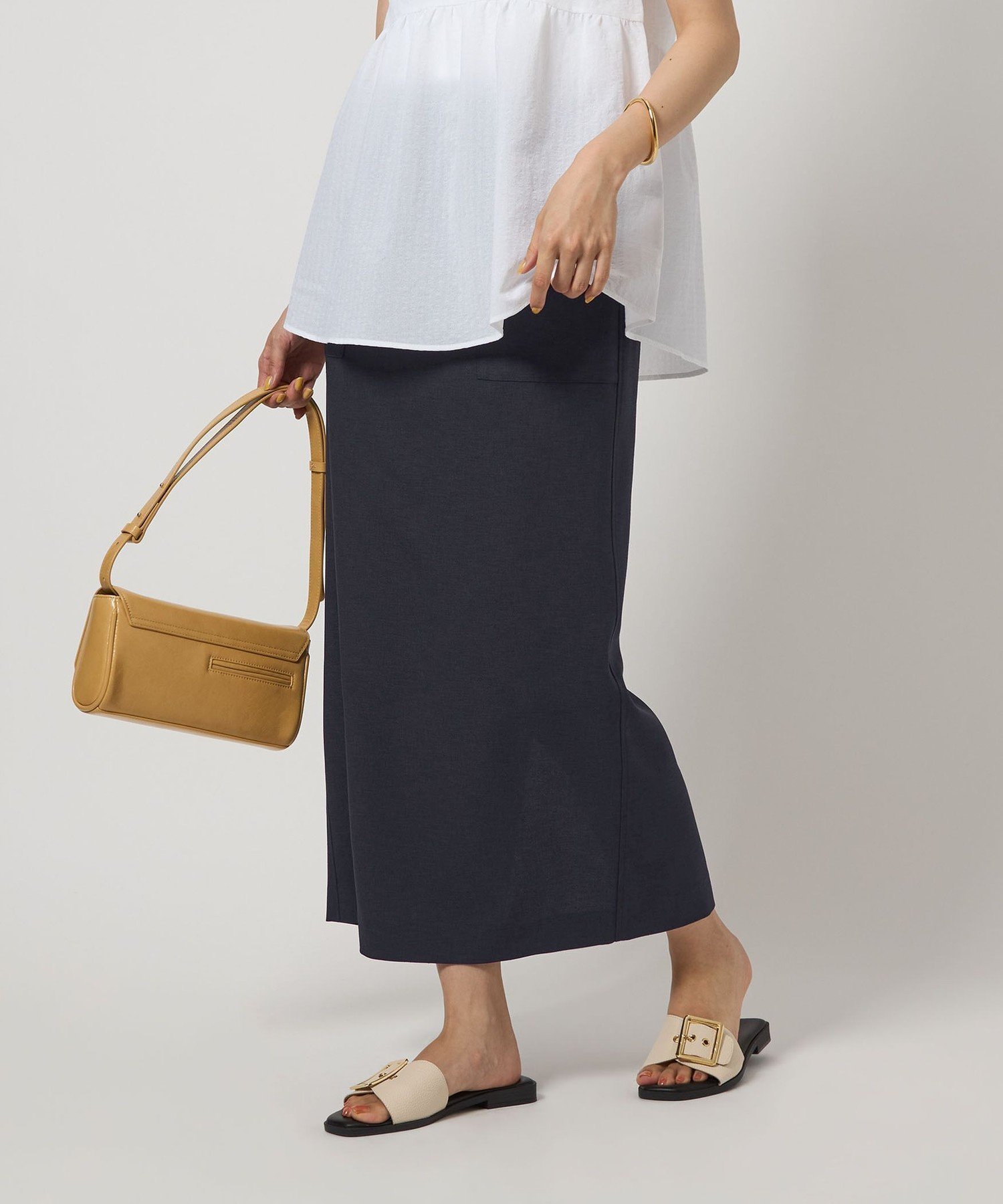 【ユナイテッドアローズ/UNITED ARROWS】のsize SHORTあり スラブオックス スカート -マシンウォッシャブル- インテリア・キッズ・メンズ・レディースファッション・服の通販 founy(ファニー) 　ファッション　Fashion　レディースファッション　Fashion for Women　スカート　Skirts　春　Spring　ストライプ　Stripe, Striped Pattern　ストレート　Straight, Straight Cut　スリット　Slit, Slit Detail　セットアップ　Set-Up, Coordinated Outfit　フレア　Flare, Flared　メランジ　Melange, Mixed Yarn　アウトレット　Outlet / Clearance　おすすめ　Recommended / Our Picks　夏　Summer　NAVY|ID: prp329100004877340 ipo3291000000036382301