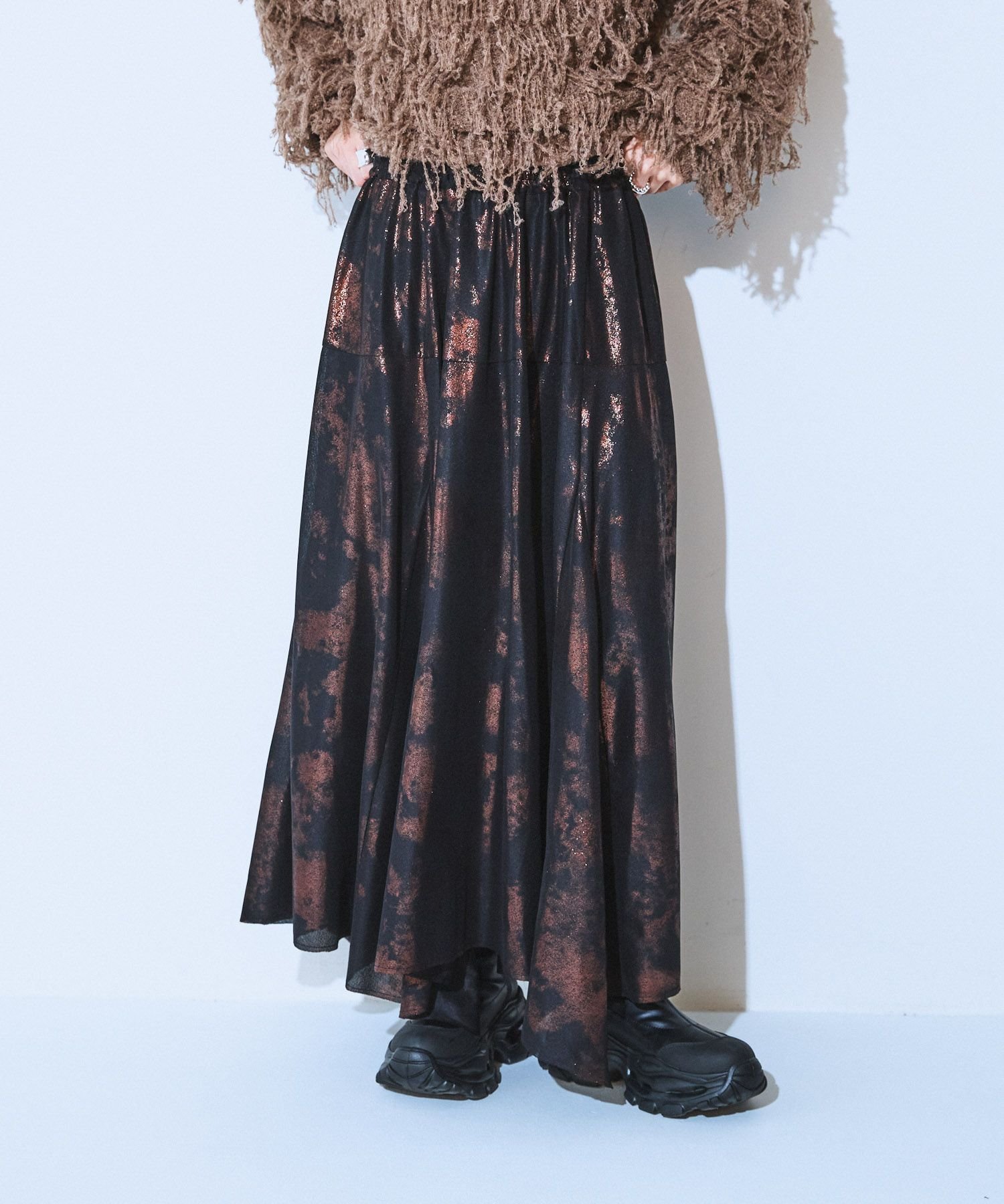 【ジーナシス/JEANASiS】の選べる着丈/グリッターイレヘムスカート インテリア・キッズ・メンズ・レディースファッション・服の通販 founy(ファニー) 　ファッション　Fashion　レディースファッション　Fashion for Women　スカート　Skirts　おすすめ　Recommended / Our Picks　ジャケット　Jacket, Outerwear　スウェット / スエット　Sweatshirt, Sweatwear　フレア　Flare, Flared　プリント　Print, Printed Pattern　無地　Plain, Solid Color　ブラウン系その他|ID: prp329100004877363 ipo3291000000036382380