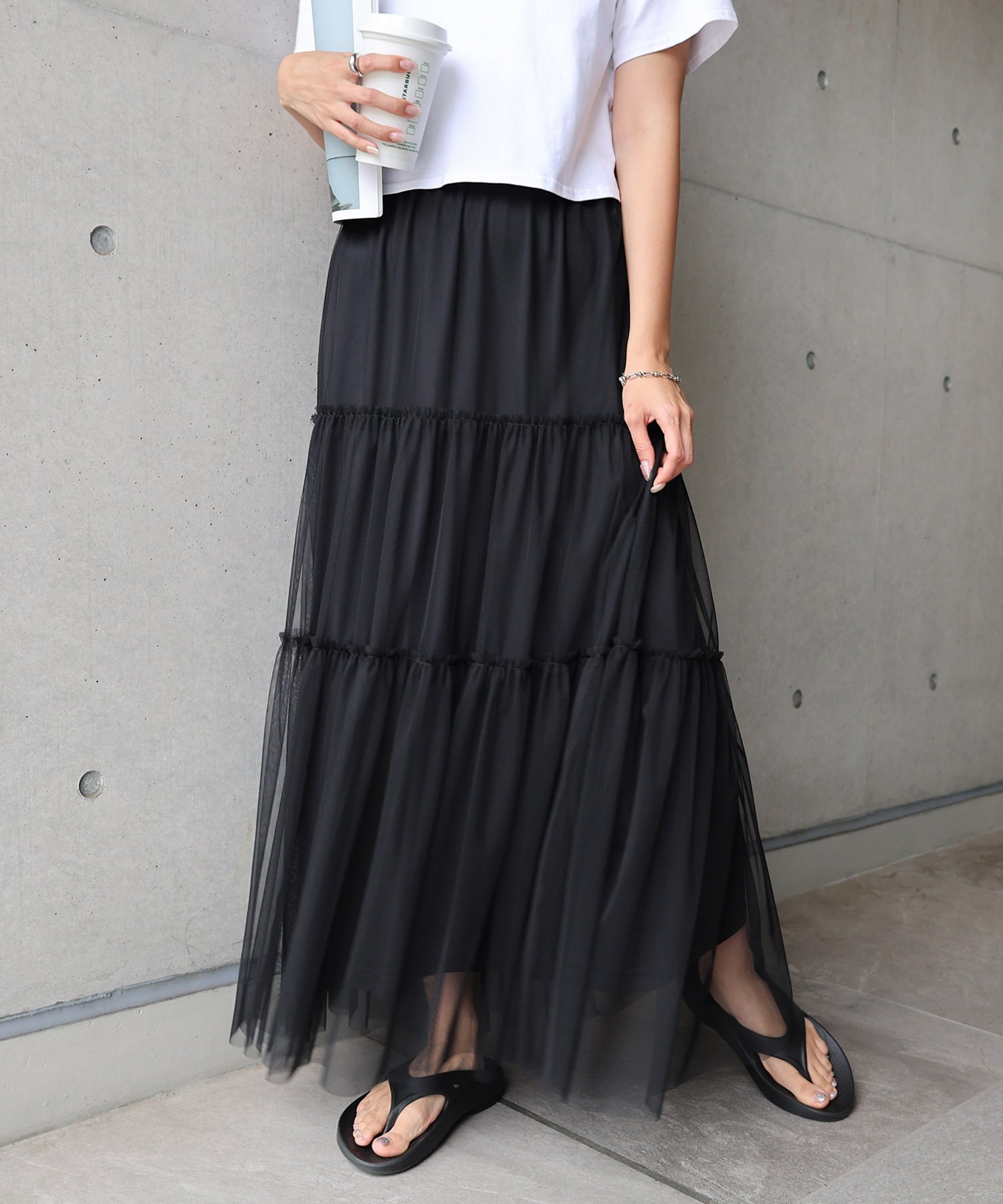 【アンドミー/andme】のチュール ティアード ロング スカート 人気、トレンドファッション・服の通販 founy(ファニー) 　ファッション　Fashion　レディースファッション　Fashion for Women　スカート　Skirts　シンプル　Simple, Minimal　チュール　Tulip, Tulip Motif　ティアード　Tiered, Tiered Style　ティアードスカート　Tiered Skirt, Flounced Skirt　デニム　Denim, Jeans Material　ペチコート　Petticoat, Underskirt　ロング　Long, Long-Length　楽ちん　Easy Fit, Comfortable　おすすめ　Recommended / Our Picks　 other-1|ID: prp329100004877367 ipo3291000000036382395