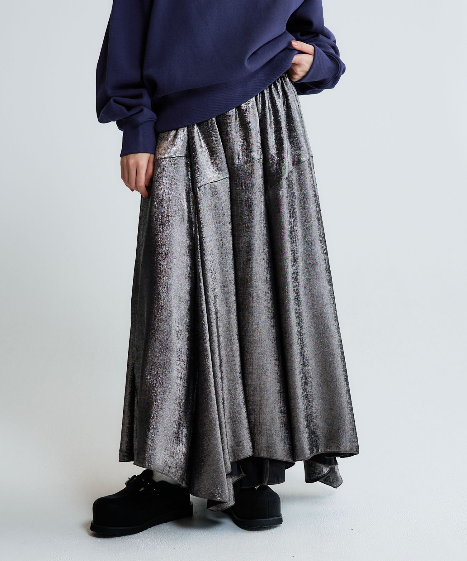 【ジーナシス/JEANASiS】の選べる着丈/グロッシーイレヘムフレアスカート インテリア・キッズ・メンズ・レディースファッション・服の通販 founy(ファニー) 　ファッション　Fashion　レディースファッション　Fashion for Women　スカート　Skirts　Aライン・フレアスカート　A-Line & Flared Skirts　シンプル　Simple, Minimal　フレア　Flare, Flared　プリント　Print, Printed Pattern　無地　Plain, Solid Color　ロング　Long, Long-Length　おすすめ　Recommended / Our Picks　エレガント 上品　Elegant　ブラック系その他|ID: prp329100004877370 ipo3291000000036382407