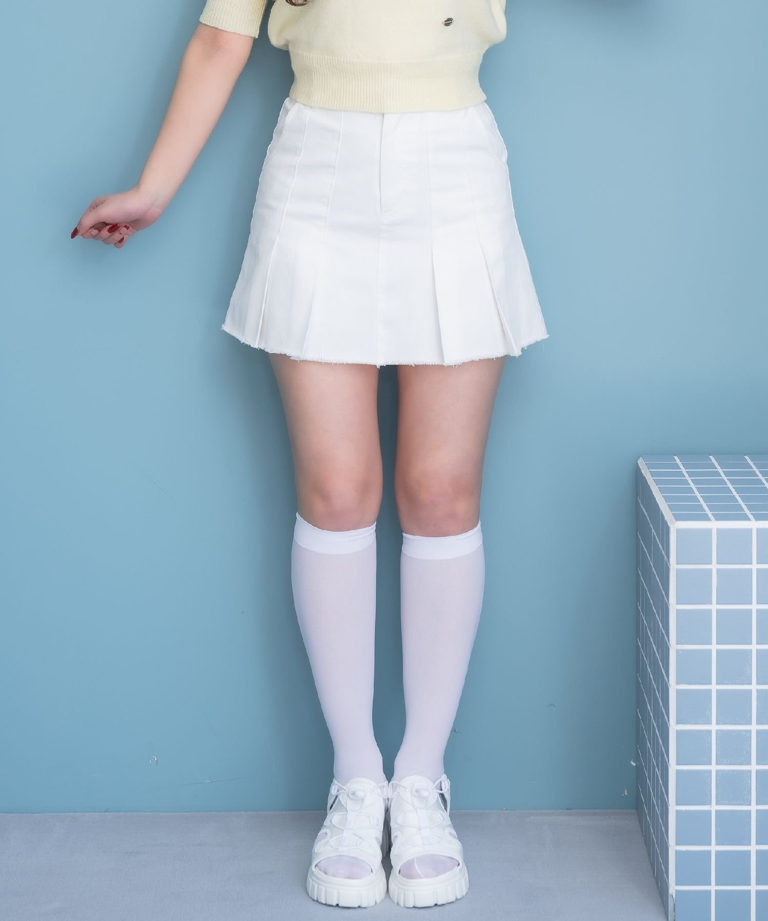 【レトロガール/RETRO GIRL】のアソートプリーツミニSK インテリア・キッズ・メンズ・レディースファッション・服の通販 founy(ファニー) 　ファッション　Fashion　レディースファッション　Fashion for Women　スカート　Skirts　おすすめ　Recommended / Our Picks　デニム　Denim, Jeans Material　トレンド　Trend, Trending Now　プリーツ　Pleats, Pleated　ワンポイント　One Point, Statement Accent　定番　Standard, Basic Item　オフホワイト|ID: prp329100004877372 ipo3291000000036382414