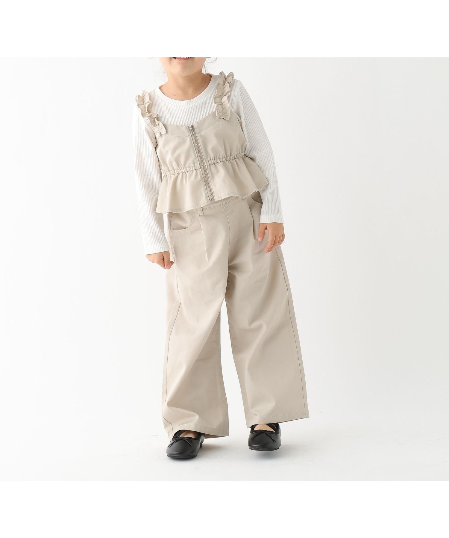 【グローバルワーク/GLOBAL WORK / KIDS】のトクトク3SETUPリブT/100-120cm展開/625172 インテリア・キッズ・メンズ・レディースファッション・服の通販 founy(ファニー) 　ファッション　Fashion　キッズファッション　Fashion for Kids　インナー　Innerwear　カットソー　Cut and Sewn Top　キャミソール　Camisole, Spaghetti Strap Top　ショート　Short, Short Length　ツイル　Twist, Twisted Detail　デニム　Denim, Jeans Material　フリル　Frill, Ruffle　ペプラム　Peplum, Flared Hem　ボトム　Bottoms, Lower Wear　ワイド　Wide, Wide Fit　ツイルアイボリー08|ID: prp329100004877473 ipo3291000000036384091